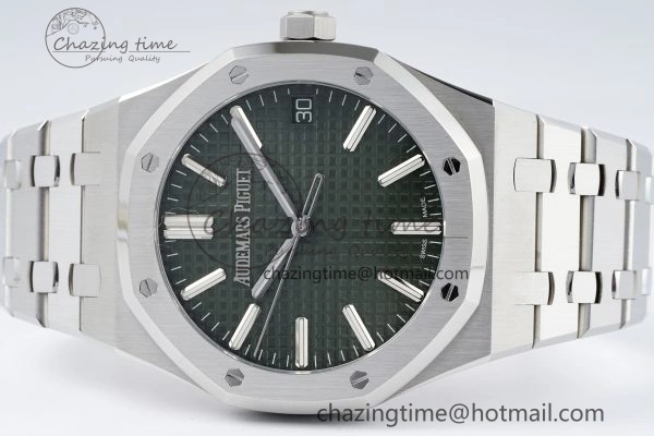 Royal Oak 41mm 15510 “50th Anniversary” SS ZF 1:1 Best Edition Green Textured Dial on SS Bracelet A4302
