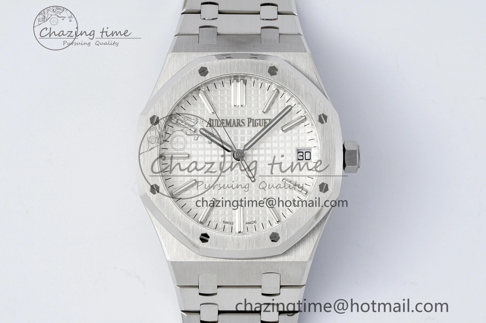 Royal Oak 41mm 15510 “50th Anniversary” SS ZF 1:1 Best Edition White Textured Dial on SS Bracelet A4302