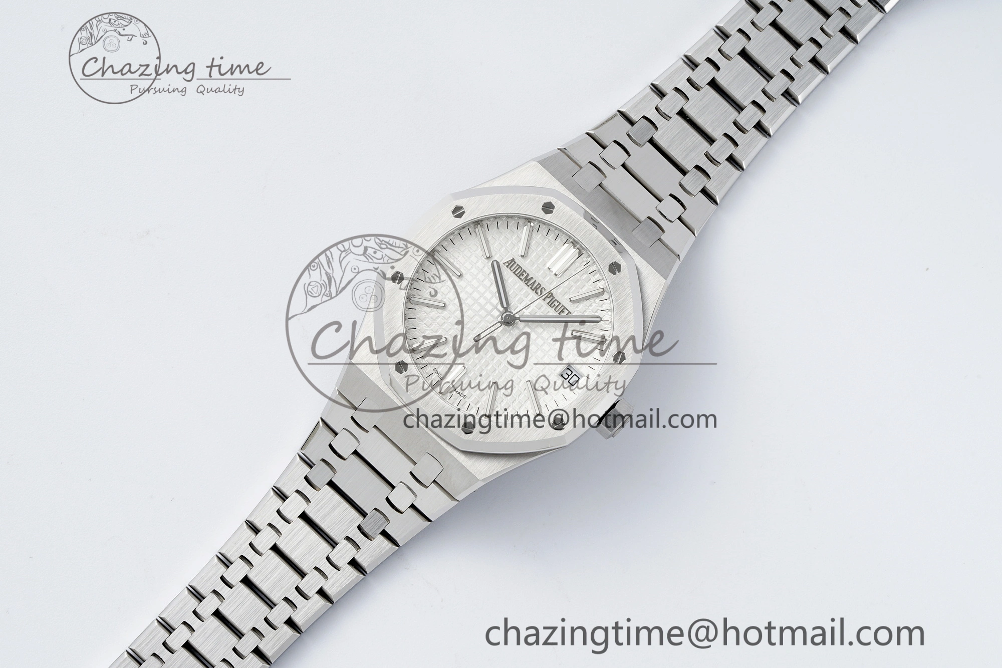 Royal Oak 41mm 15510 “50th Anniversary” SS ZF 1:1 Best Edition White Textured Dial on SS Bracelet A4302