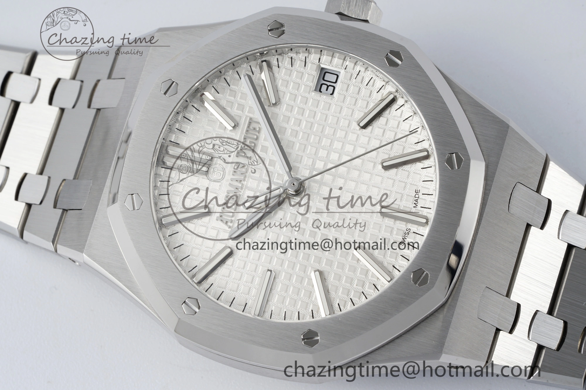 Royal Oak 41mm 15510 “50th Anniversary” SS ZF 1:1 Best Edition White Textured Dial on SS Bracelet A4302