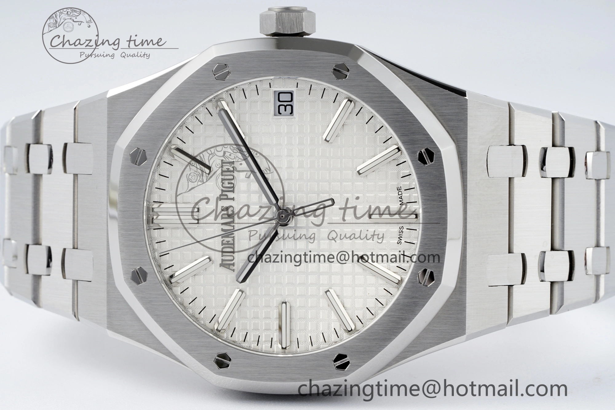 Royal Oak 41mm 15510 “50th Anniversary” SS ZF 1:1 Best Edition White Textured Dial on SS Bracelet A4302