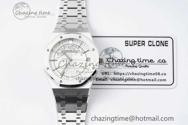 Royal Oak 41mm 15510 “50th Anniversary” SS ZF 1:1 Best Edition White Textured Dial on SS Bracelet A4302