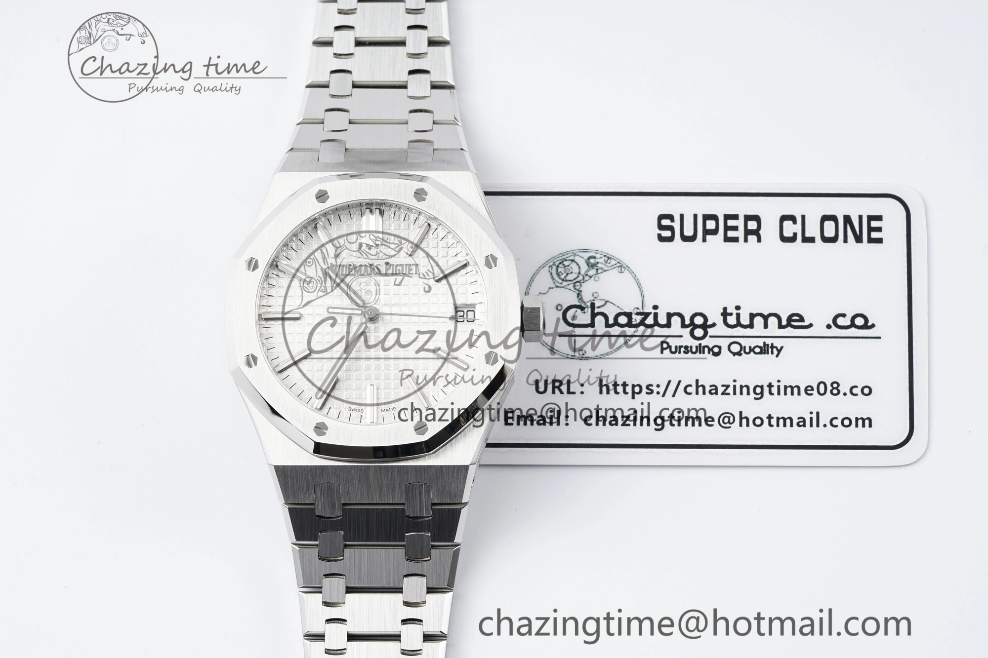 Royal Oak 41mm 15510 “50th Anniversary” SS ZF 1:1 Best Edition White Textured Dial on SS Bracelet A4302