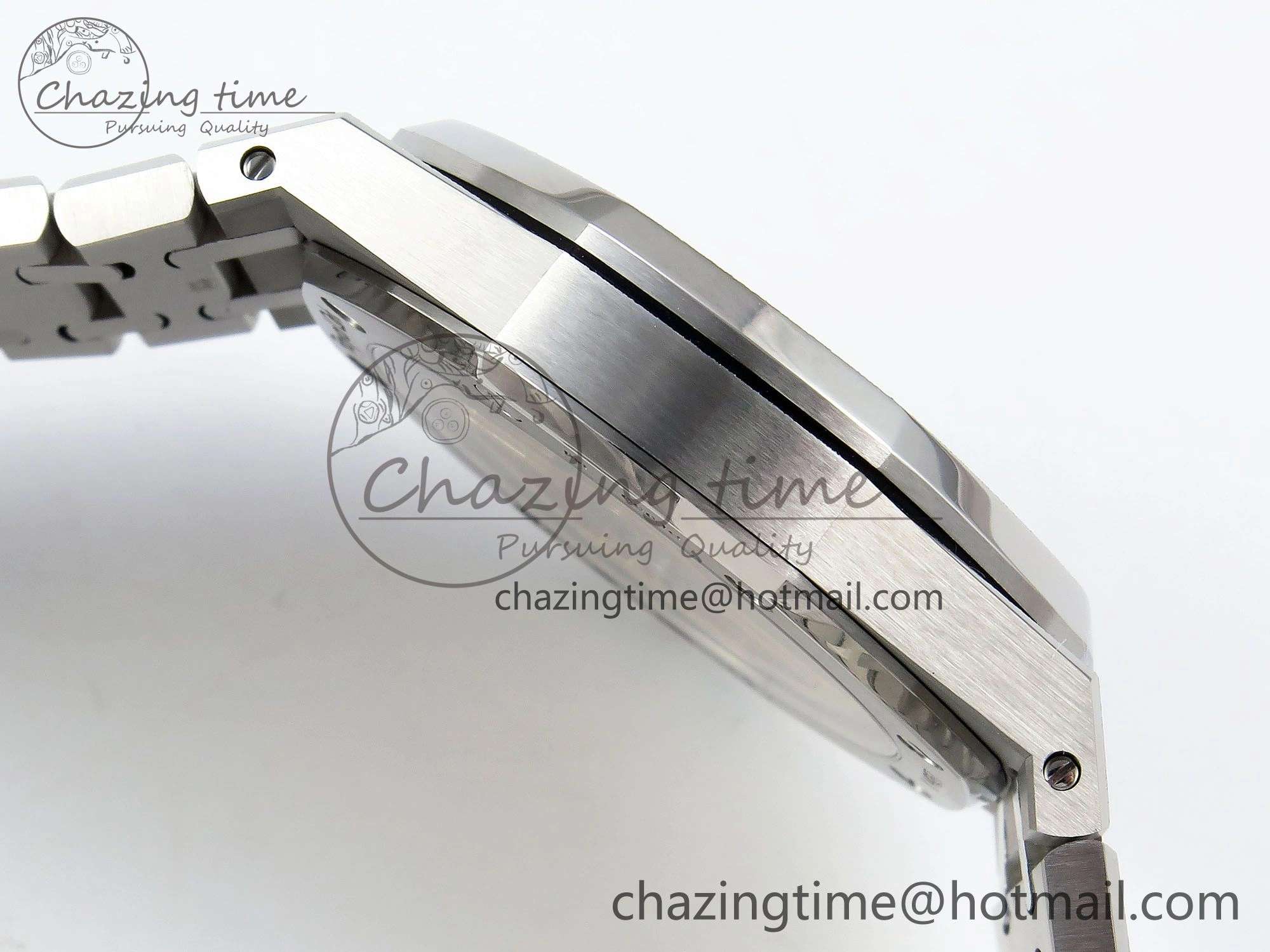 Royal Oak 41mm 15510 Frosted SS APSF 1:1 Best Edition Black Textured Dial on SS Bracelet SA4302 Super Clone