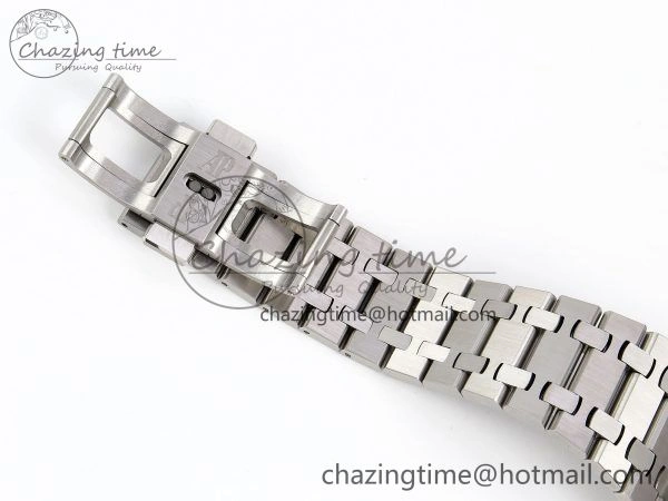 Royal Oak 41mm 15510 Frosted SS APSF 1:1 Best Edition Black Textured Dial on SS Bracelet SA4302 Super Clone