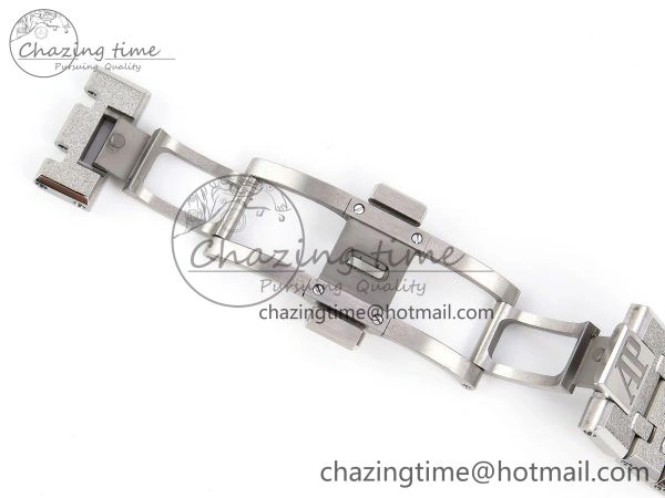 Royal Oak 41mm 15510 Frosted SS APSF 1:1 Best Edition Black Textured Dial on SS Bracelet SA4302 Super Clone