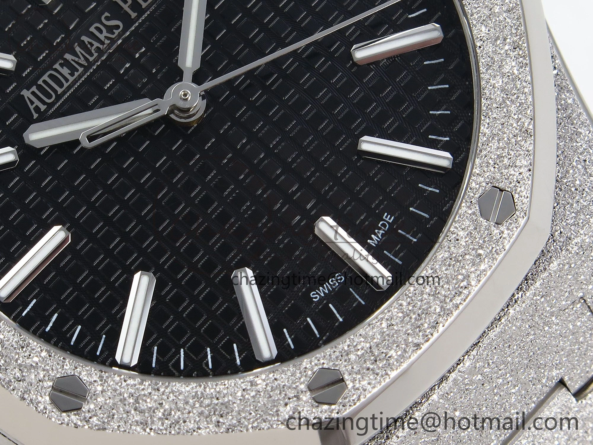 Royal Oak 41mm 15510 Frosted SS APSF 1:1 Best Edition Black Textured Dial on SS Bracelet SA4302 Super Clone