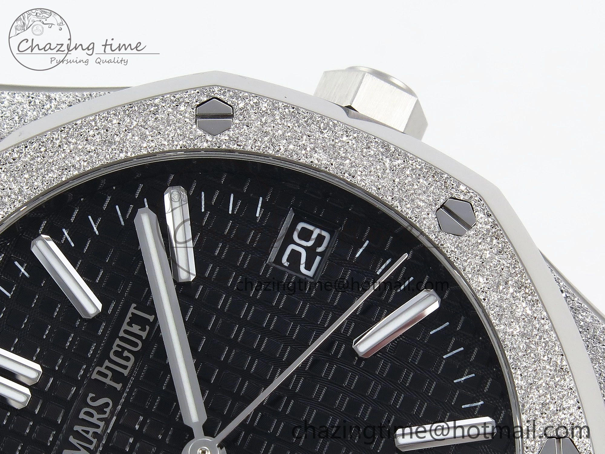 Royal Oak 41mm 15510 Frosted SS APSF 1:1 Best Edition Black Textured Dial on SS Bracelet SA4302 Super Clone