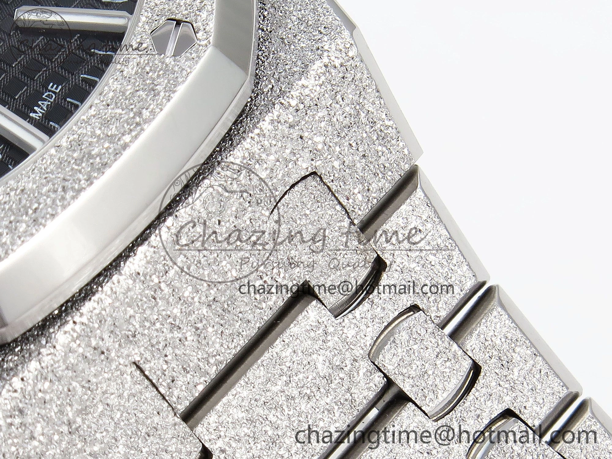 Royal Oak 41mm 15510 Frosted SS APSF 1:1 Best Edition Black Textured Dial on SS Bracelet SA4302 Super Clone