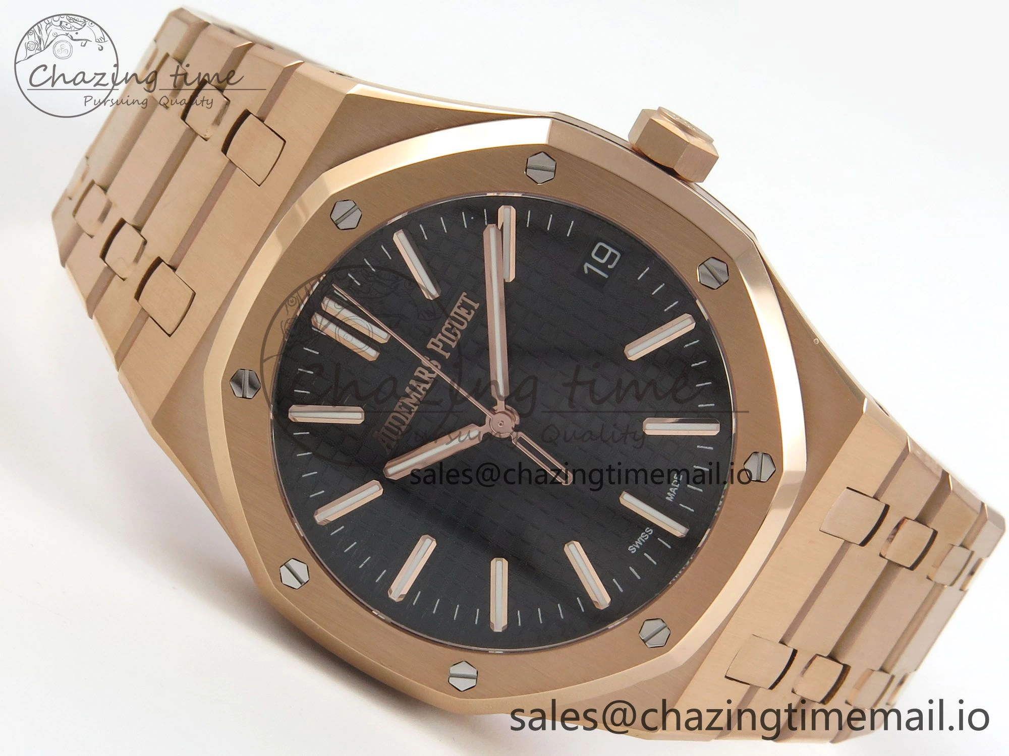 Royal Oak 41mm 15510 RG RSF 1:1 Best Edition Black Dial on RG Bracelet SA4302 Super Clone