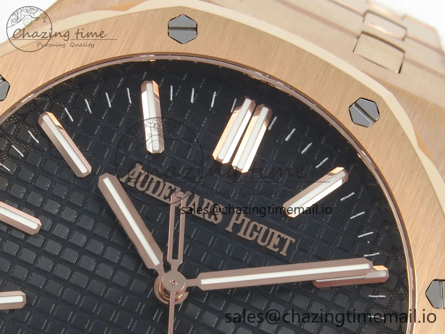 Royal Oak 41mm 15510 RG RSF 1:1 Best Edition Black Dial on RG Bracelet SA4302 Super Clone