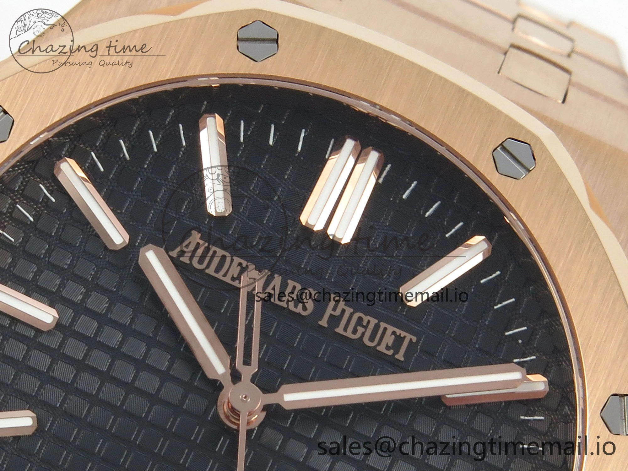 Royal Oak 41mm 15510 RG RSF 1:1 Best Edition Black Dial on RG Bracelet SA4302 Super Clone