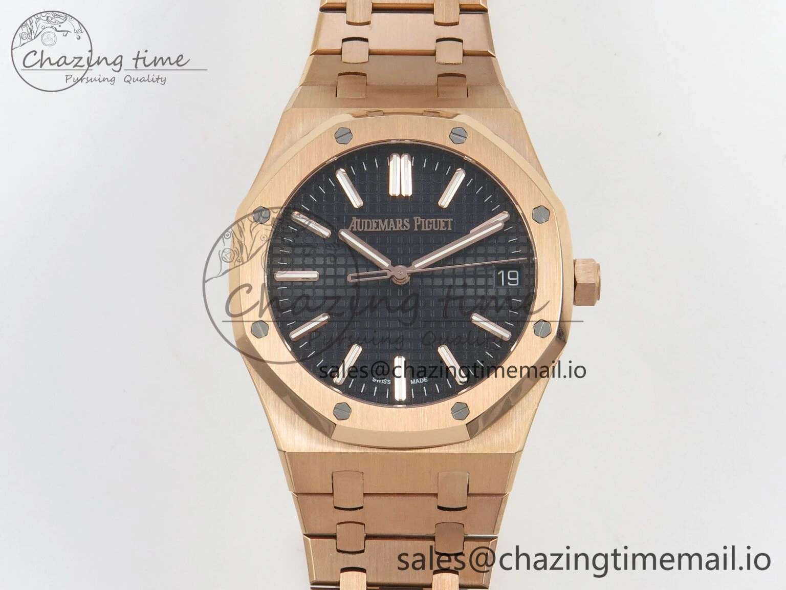 Royal Oak 41mm 15510 RG RSF 1:1 Best Edition Black Dial on RG Bracelet SA4302 Super Clone