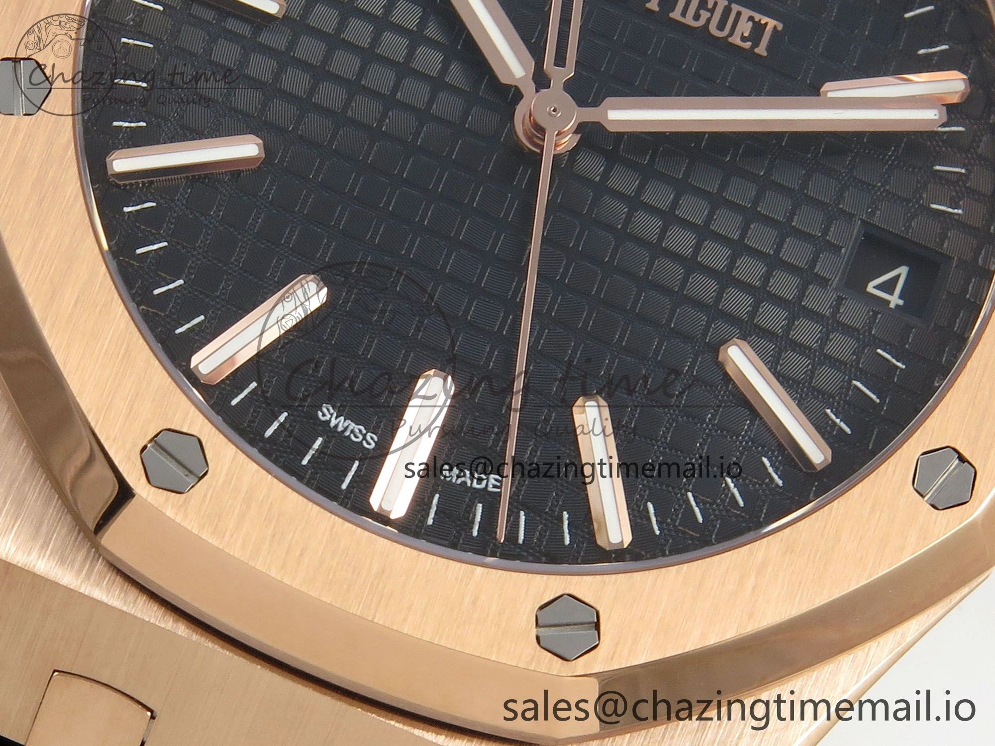 Royal Oak 41mm 15510 RG RSF 1:1 Best Edition Black Dial on RG Bracelet SA4302 Super Clone