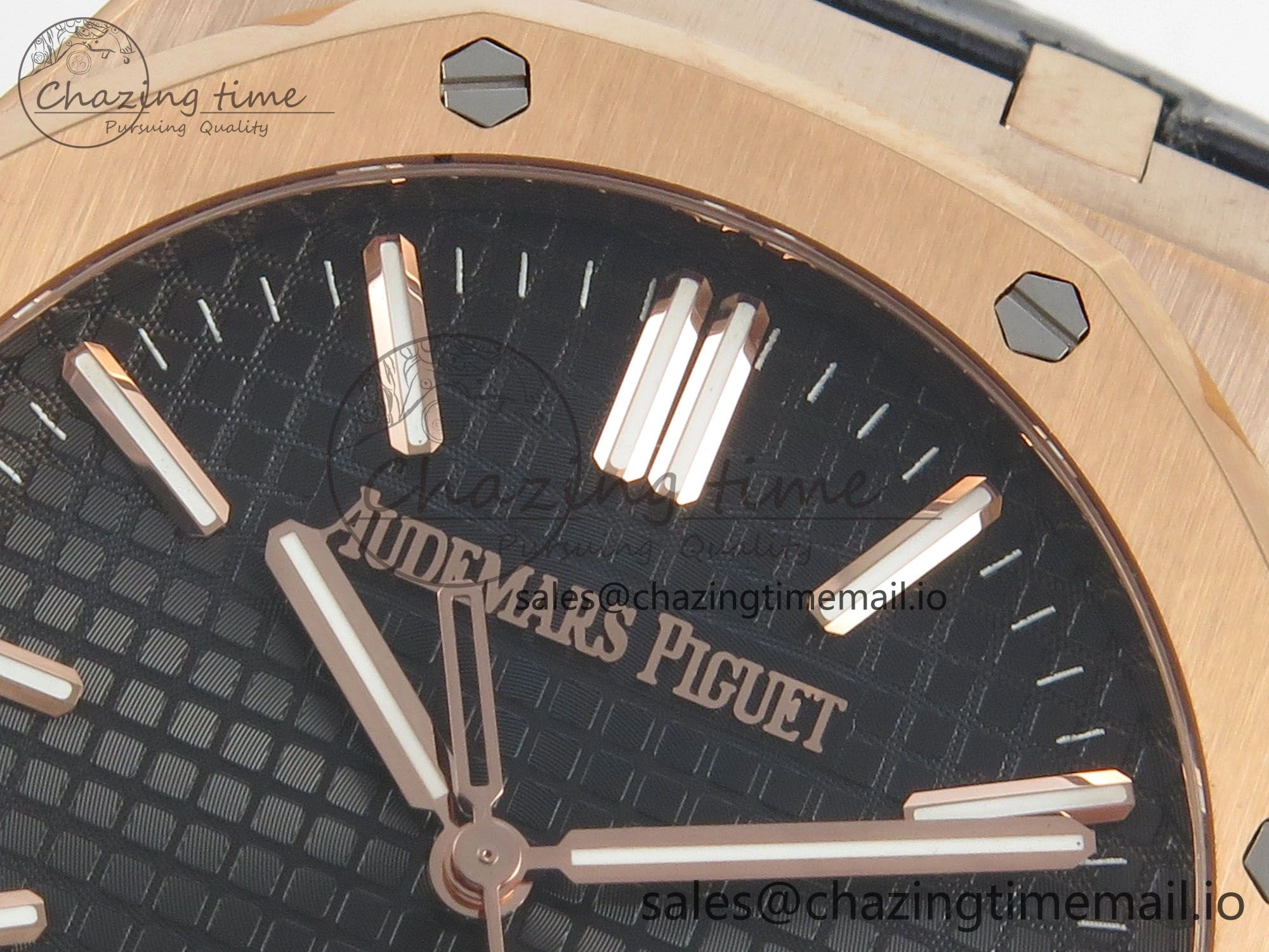 Royal Oak 41mm 15510 RG RSF 1:1 Best Edition Blue Dial on Black leather strap SA4302 Super Clone