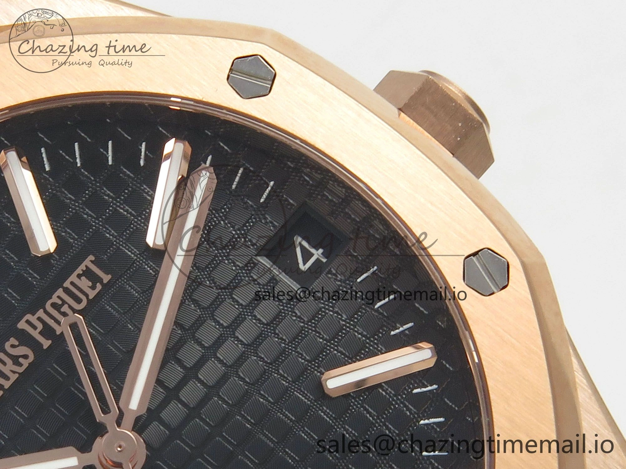Royal Oak 41mm 15510 RG RSF 1:1 Best Edition Blue Dial on Black leather strap SA4302 Super Clone