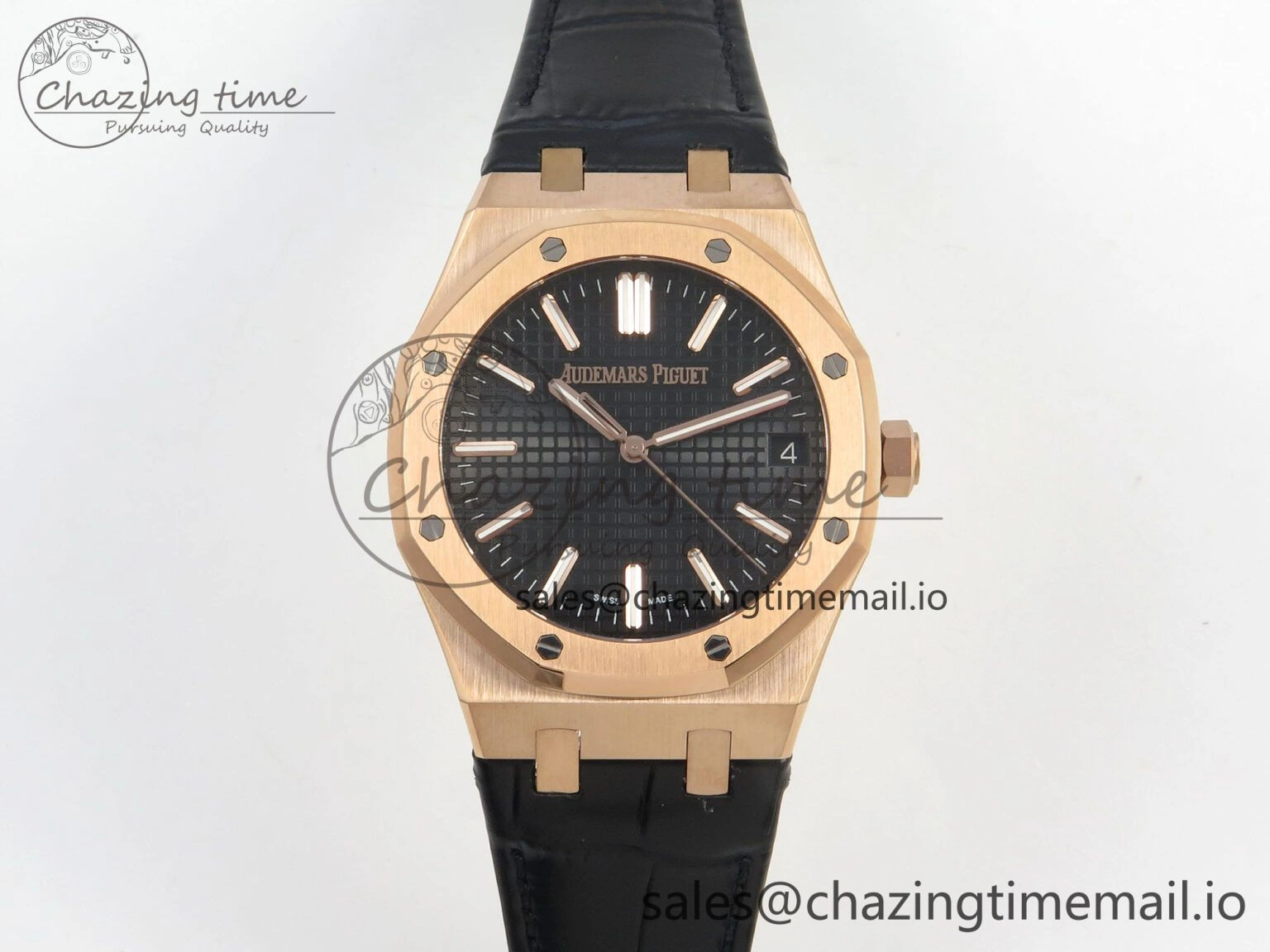 Royal Oak 41mm 15510 RG RSF 1:1 Best Edition Blue Dial on Black leather strap SA4302 Super Clone