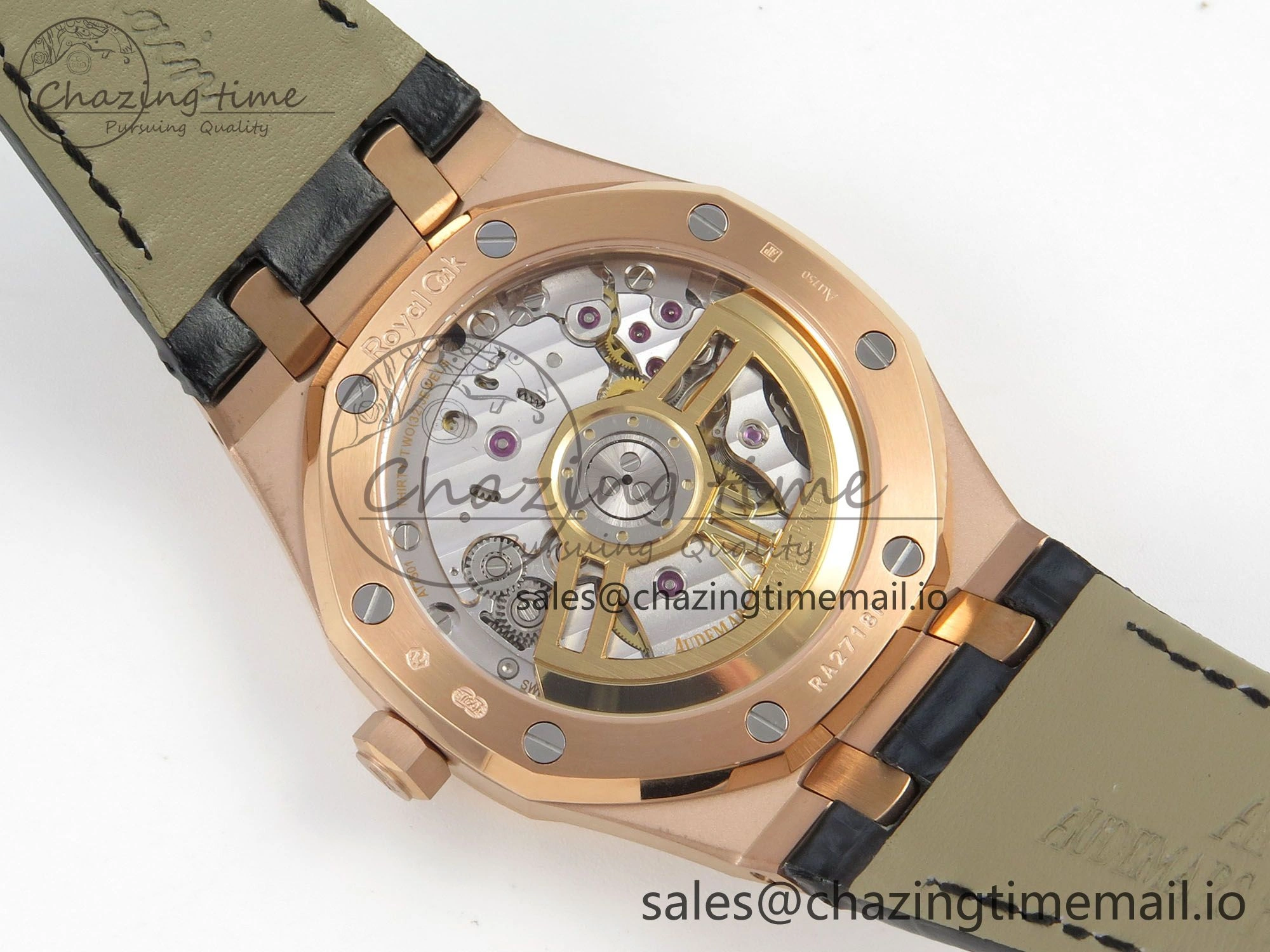 Royal Oak 41mm 15510 RG RSF 1:1 Best Edition Blue Dial on Black leather strap SA4302 Super Clone