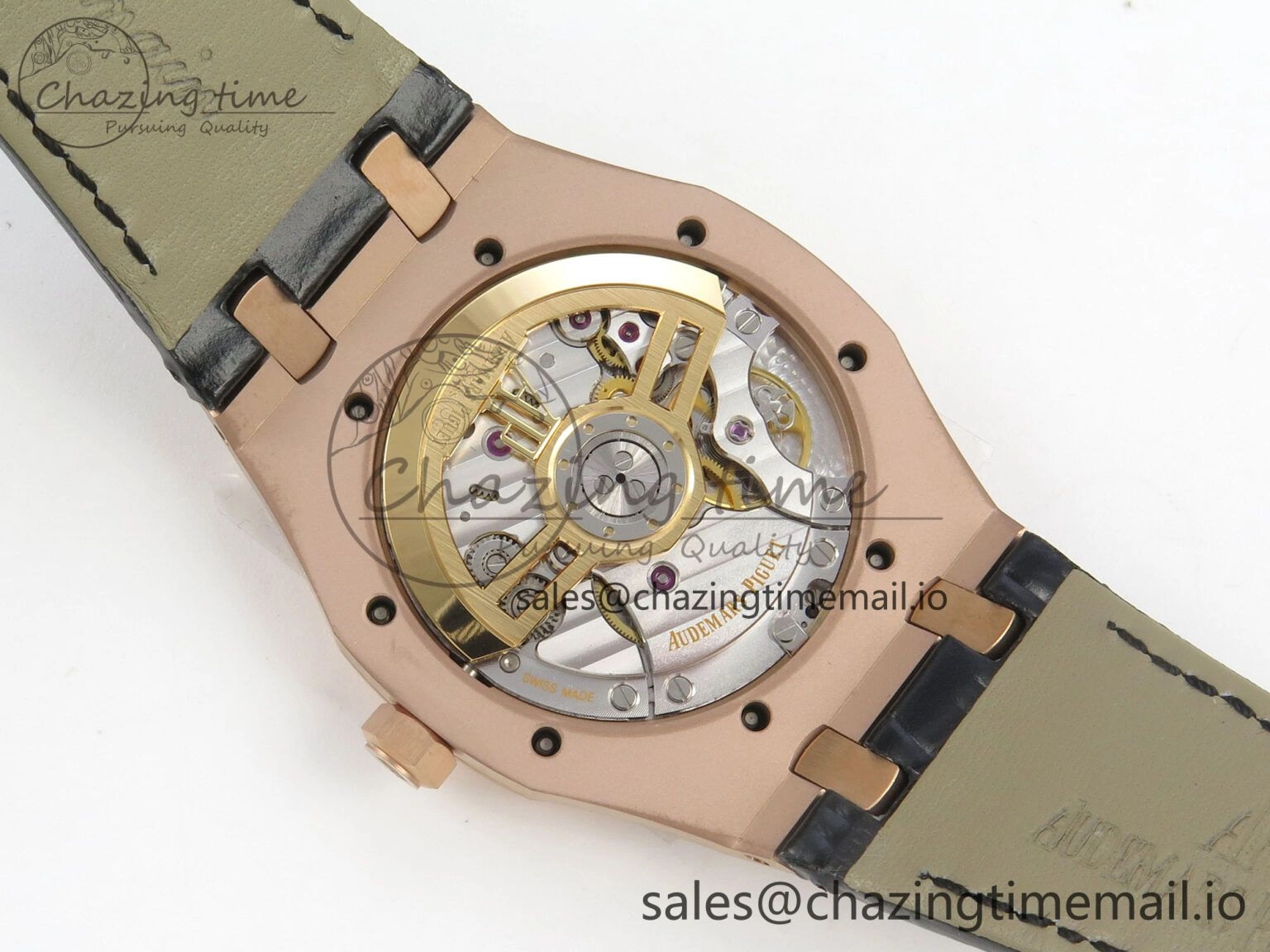Royal Oak 41mm 15510 RG RSF 1:1 Best Edition Blue Dial on Black leather strap SA4302 Super Clone
