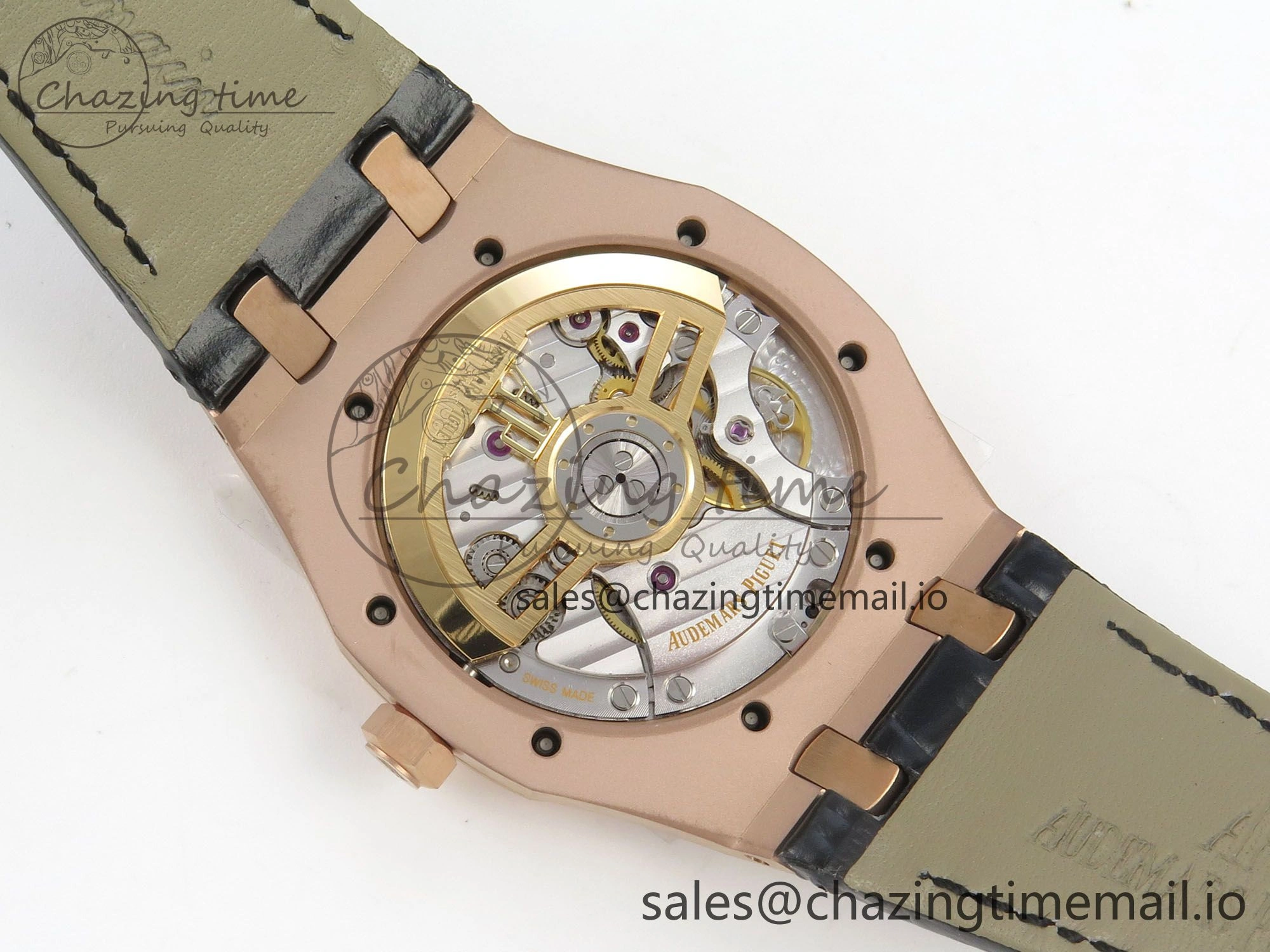 Royal Oak 41mm 15510 RG RSF 1:1 Best Edition Blue Dial on Black leather strap SA4302 Super Clone