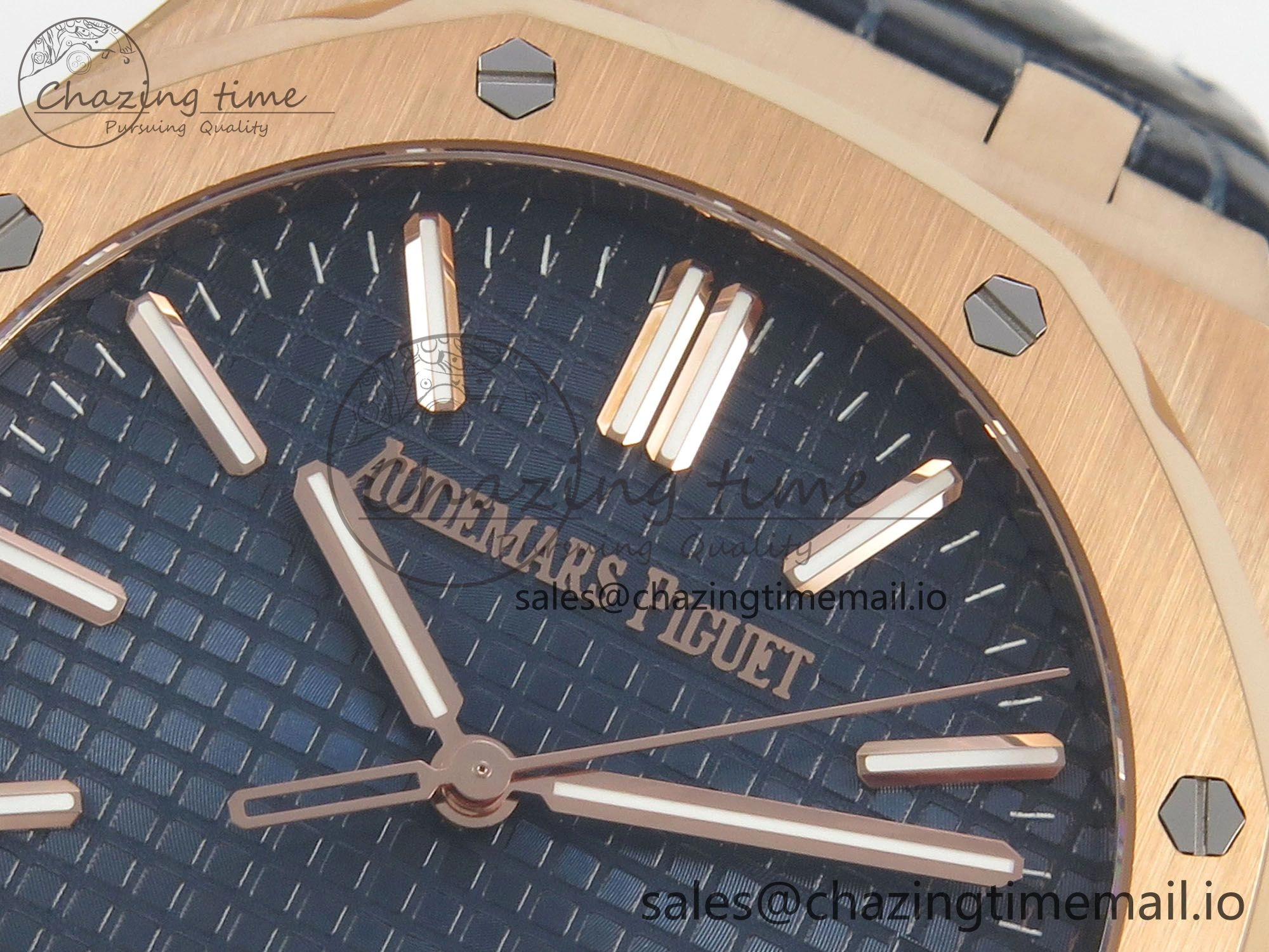 Royal Oak 41mm 15510 RG RSF 1:1 Best Edition Blue Dial on Blue leather strap SA4302 Super Clone