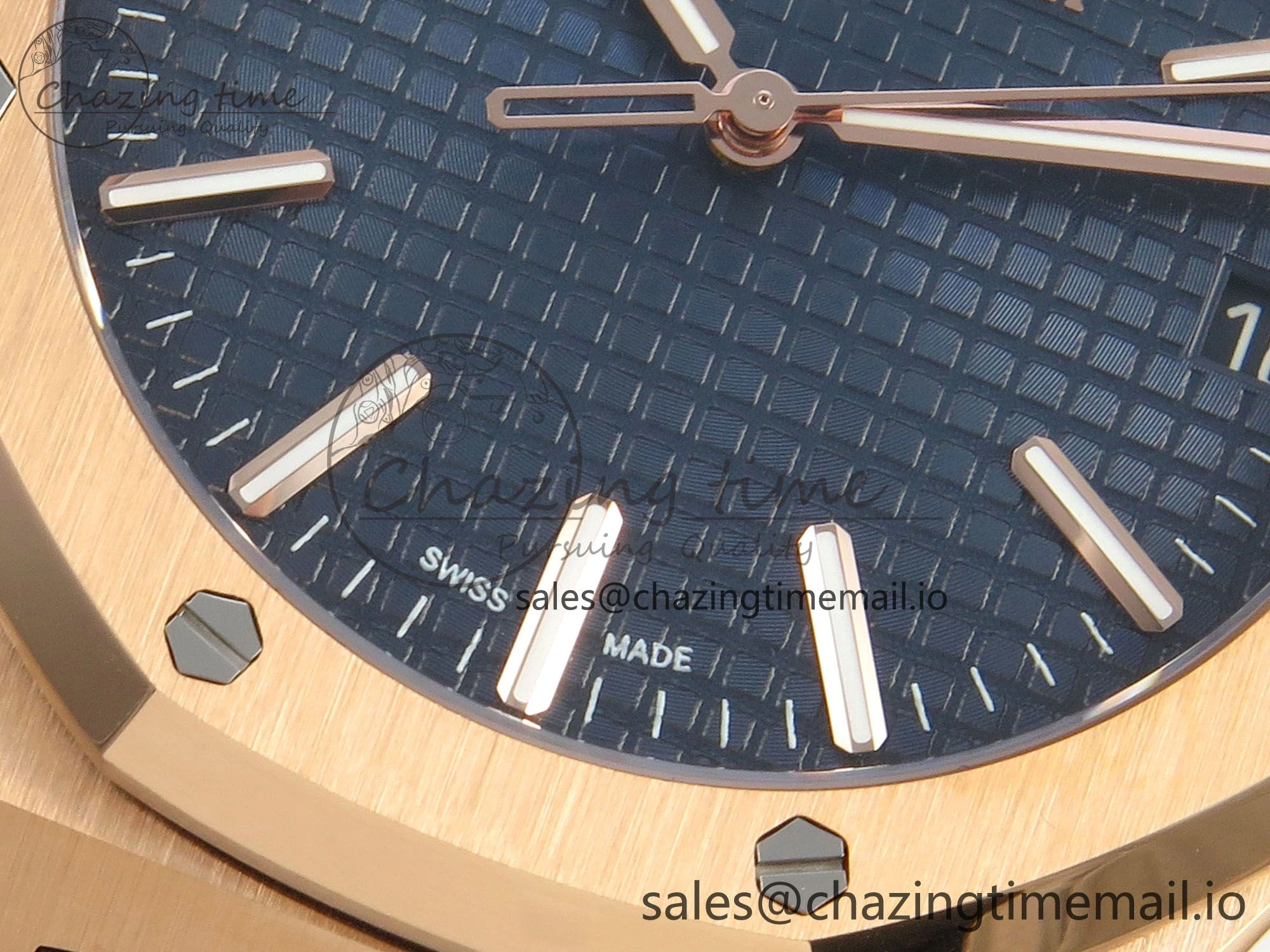 Royal Oak 41mm 15510 RG RSF 1:1 Best Edition Blue Dial on Blue leather strap SA4302 Super Clone