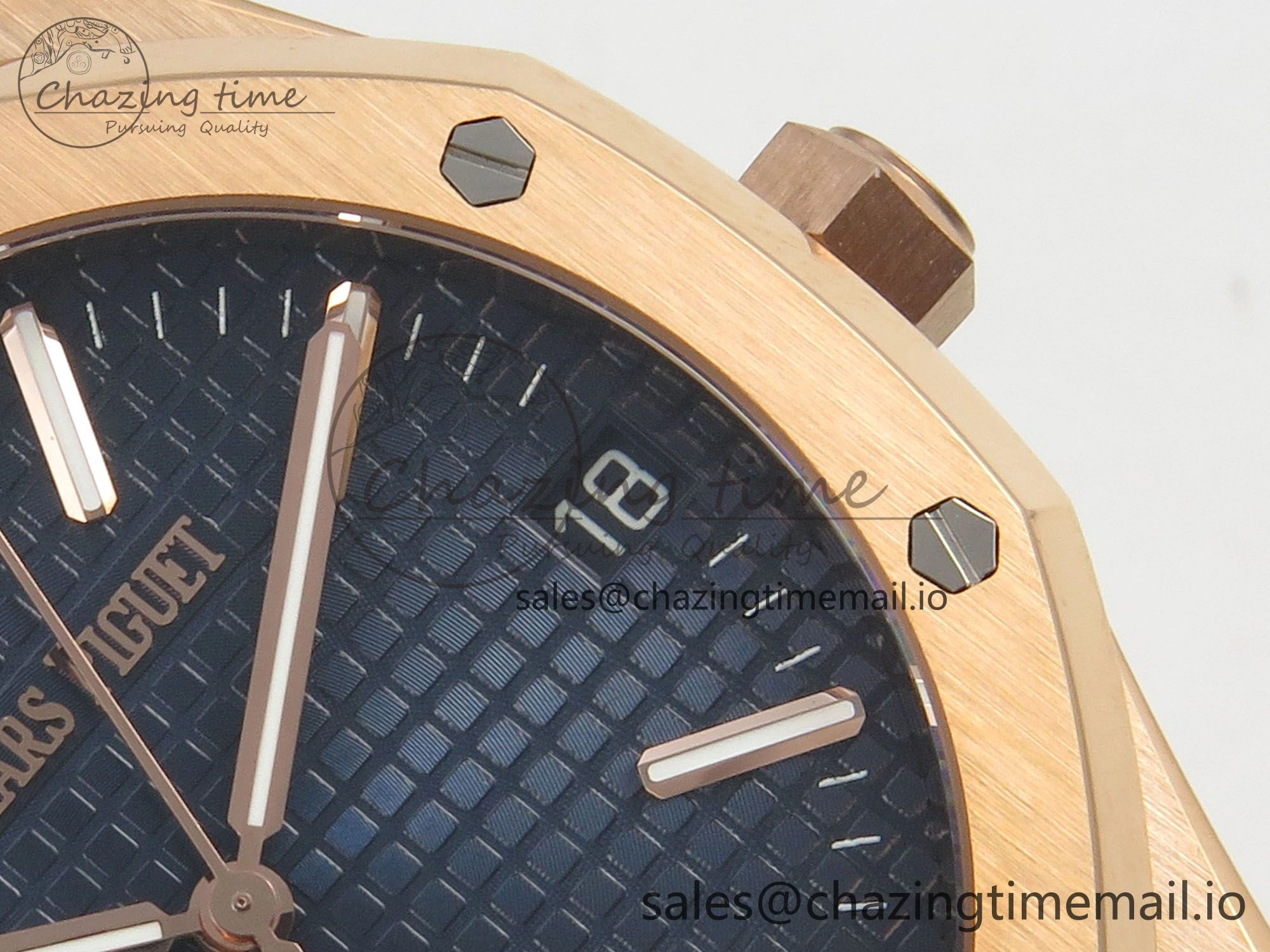 Royal Oak 41mm 15510 RG RSF 1:1 Best Edition Blue Dial on Blue leather strap SA4302 Super Clone