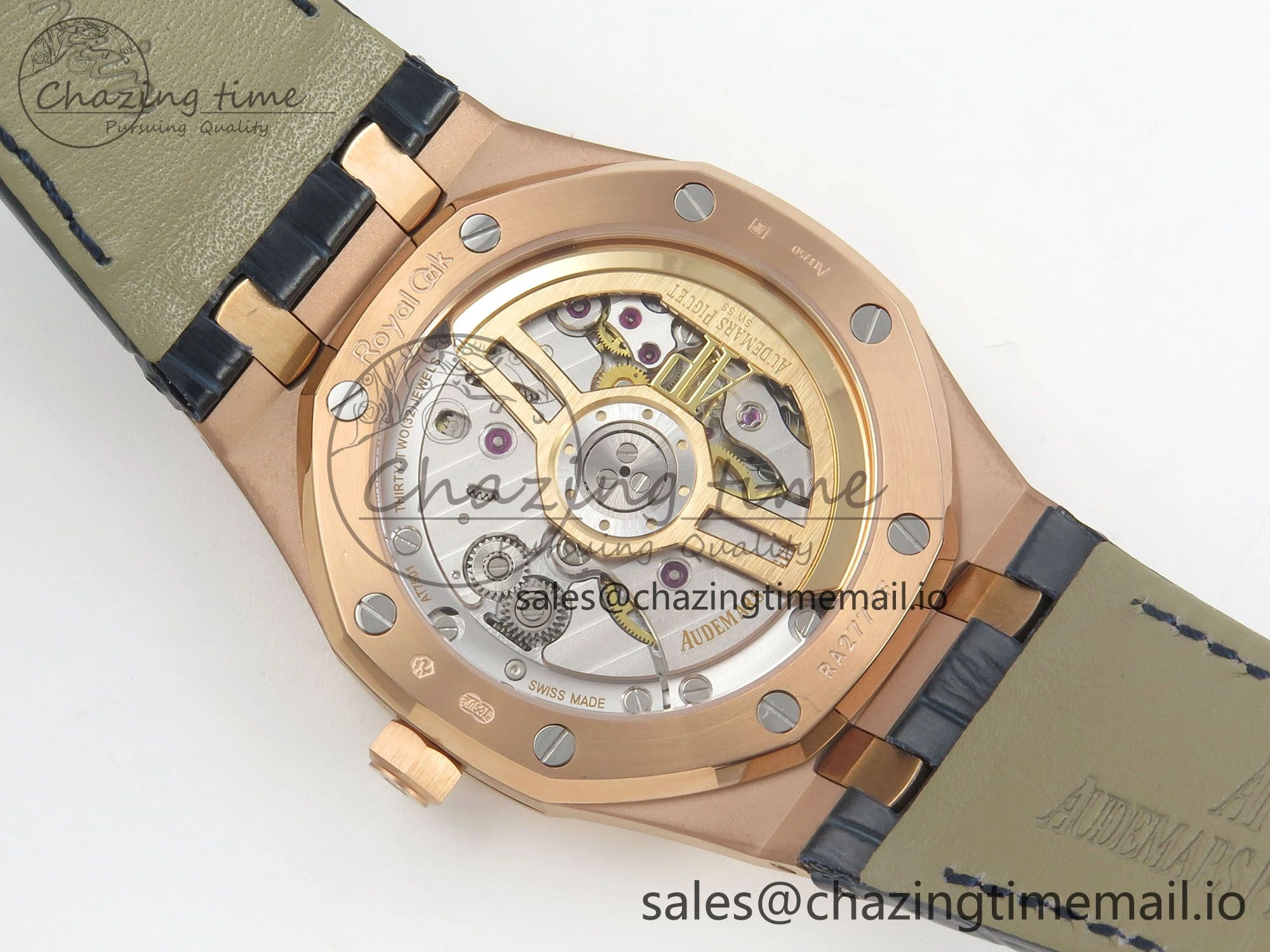 Royal Oak 41mm 15510 RG RSF 1:1 Best Edition Blue Dial on Blue leather strap SA4302 Super Clone