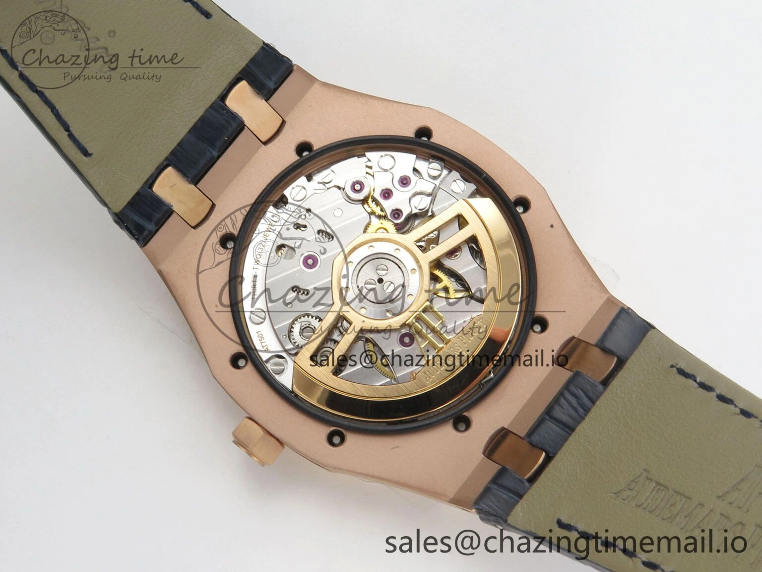 Royal Oak 41mm 15510 RG RSF 1:1 Best Edition Blue Dial on Blue leather strap SA4302 Super Clone