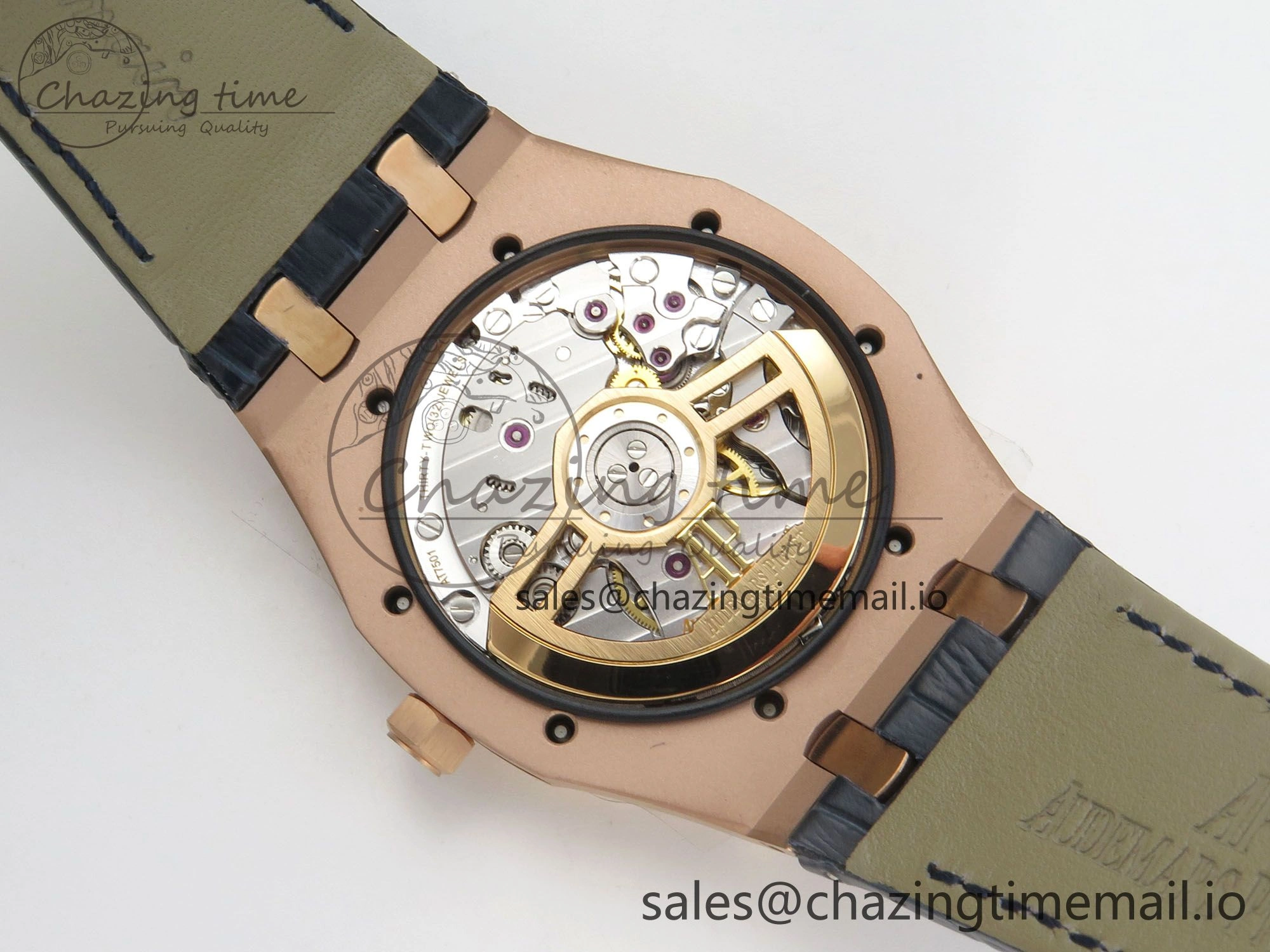 Royal Oak 41mm 15510 RG RSF 1:1 Best Edition Blue Dial on Blue leather strap SA4302 Super Clone