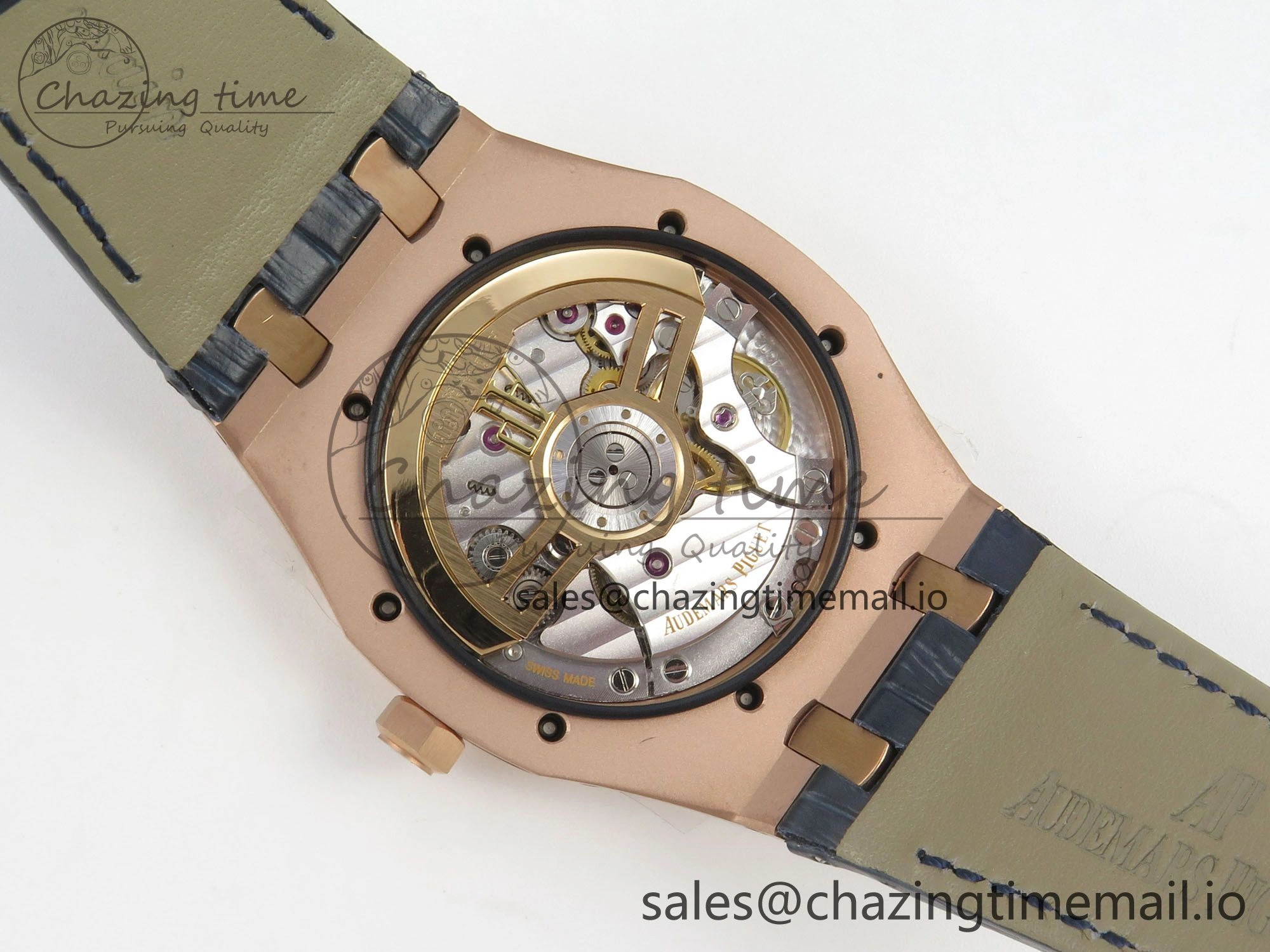 Royal Oak 41mm 15510 RG RSF 1:1 Best Edition Blue Dial on Blue leather strap SA4302 Super Clone