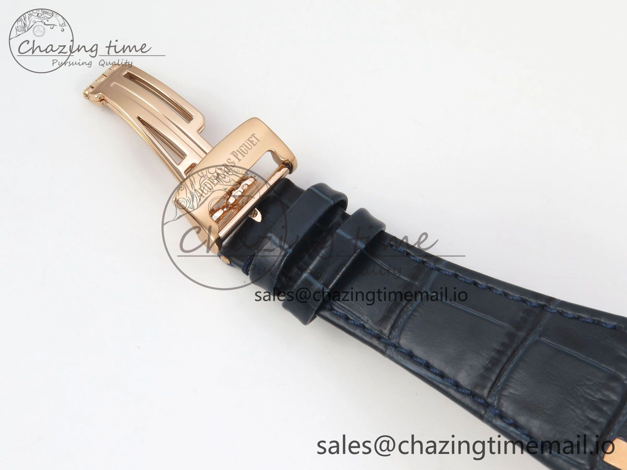 Royal Oak 41mm 15510 RG RSF 1:1 Best Edition Blue Dial on Blue leather strap SA4302 Super Clone