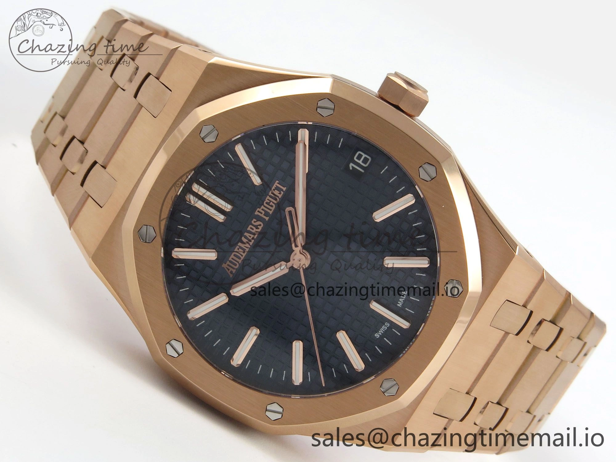 Royal Oak 41mm 15510 RG RSF 1:1 Best Edition Blue Dial on RG Bracelet SA4302 Super Clone