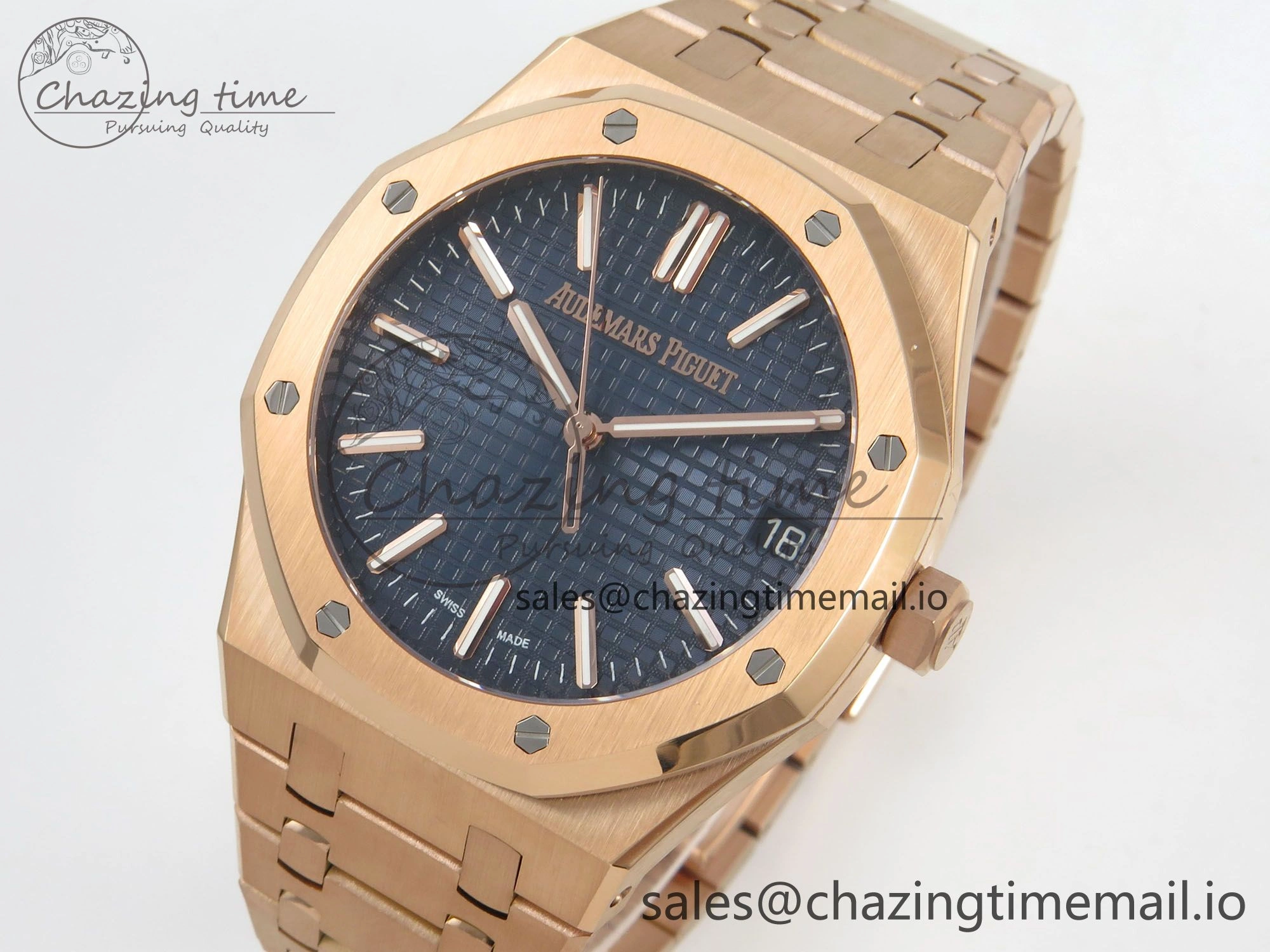 Royal Oak 41mm 15510 RG RSF 1:1 Best Edition Blue Dial on RG Bracelet SA4302 Super Clone