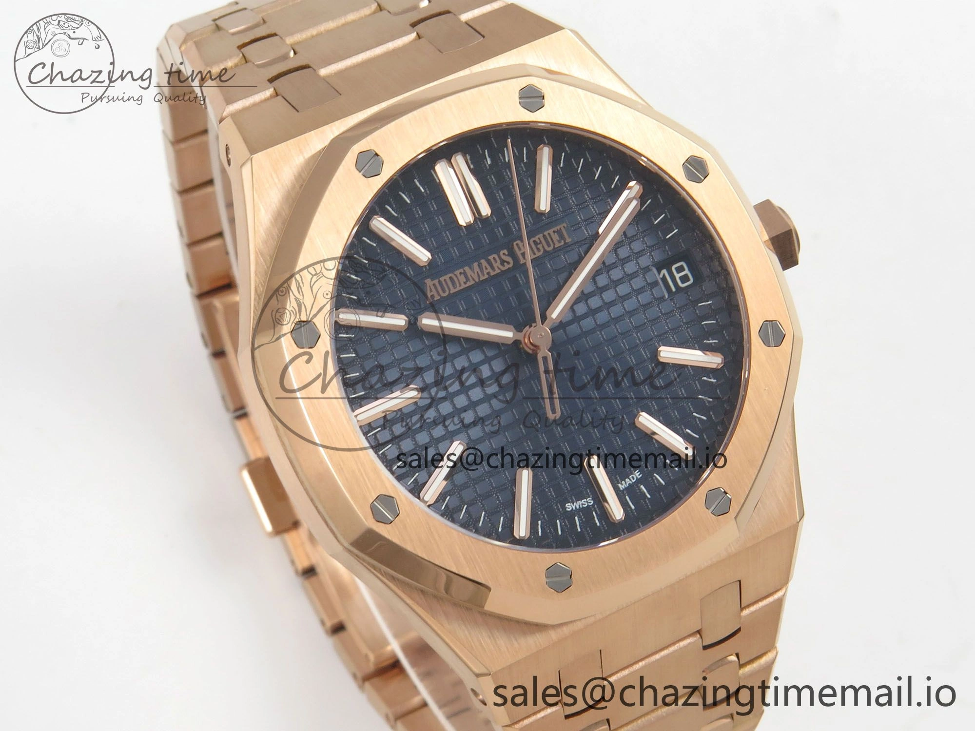 Royal Oak 41mm 15510 RG RSF 1:1 Best Edition Blue Dial on RG Bracelet SA4302 Super Clone