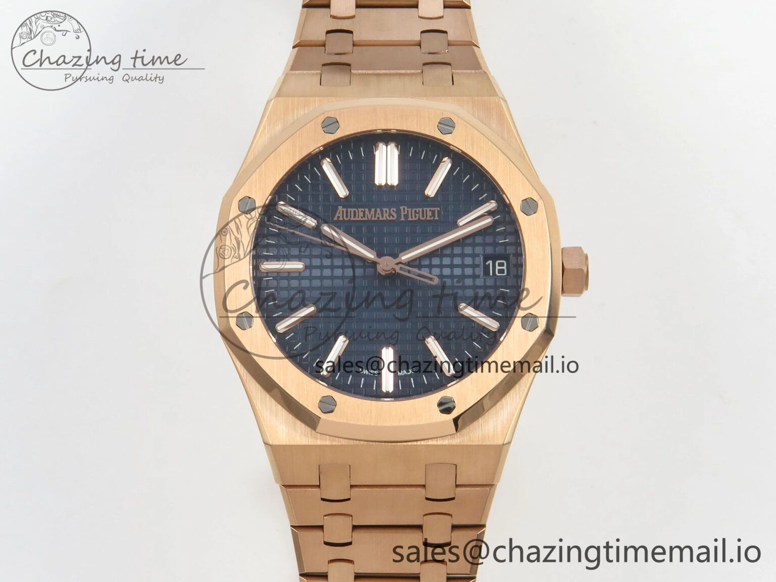 Royal Oak 41mm 15510 RG RSF 1:1 Best Edition Blue Dial on RG Bracelet SA4302 Super Clone