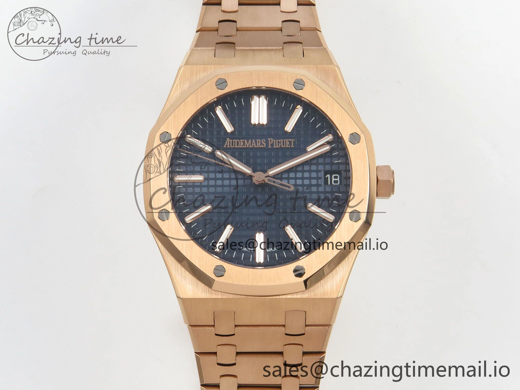 Royal Oak 41mm 15510 RG RSF 1:1 Best Edition Blue Dial on RG Bracelet SA4302 Super Clone