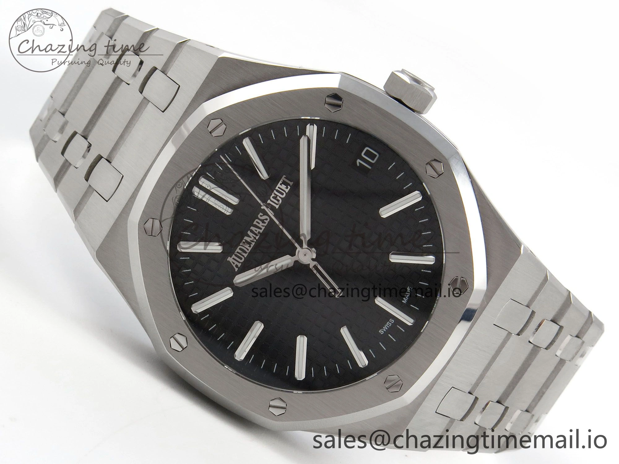 Royal Oak 41mm 15510 SS RSF 1:1 Best Edition Black Dial on SS Bracelet SA4302 Super Clone