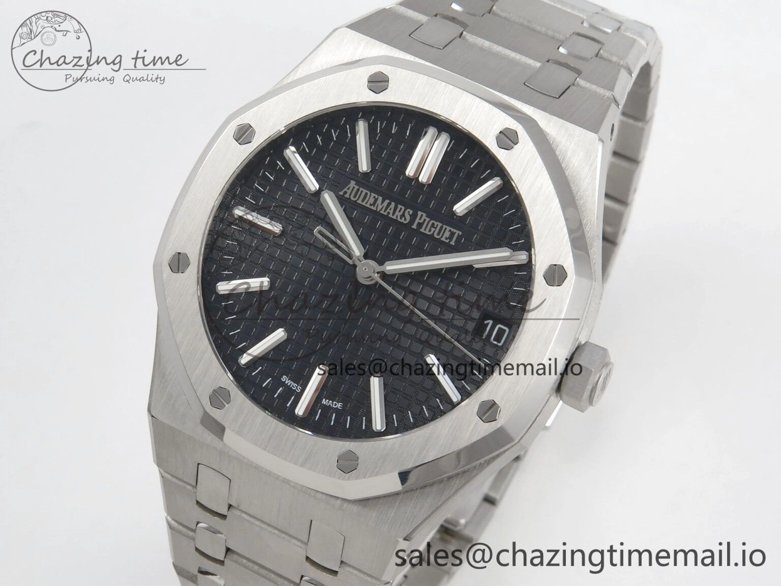 Royal Oak 41mm 15510 SS RSF 1:1 Best Edition Black Dial on SS Bracelet SA4302 Super Clone