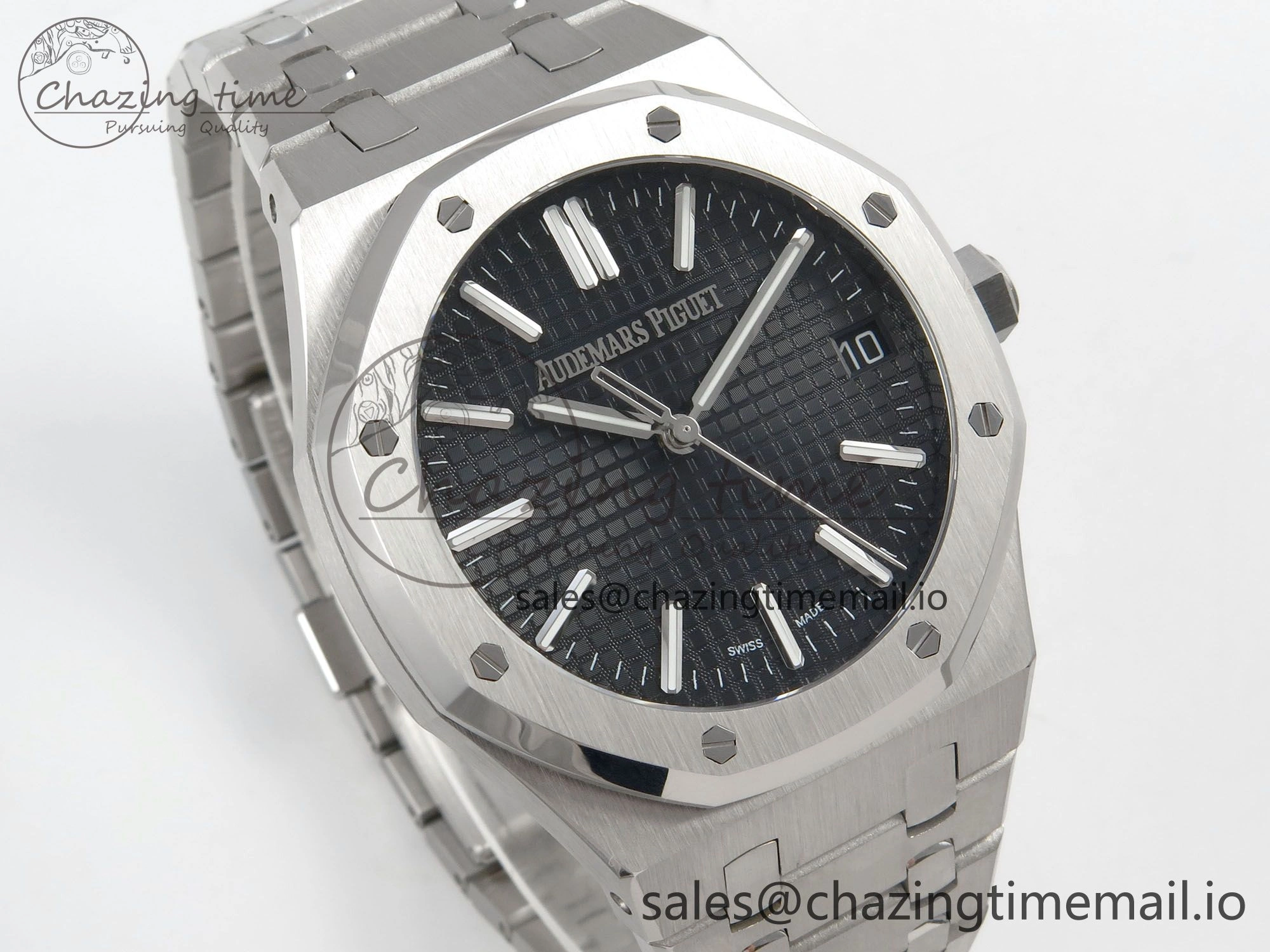 Royal Oak 41mm 15510 SS RSF 1:1 Best Edition Black Dial on SS Bracelet SA4302 Super Clone