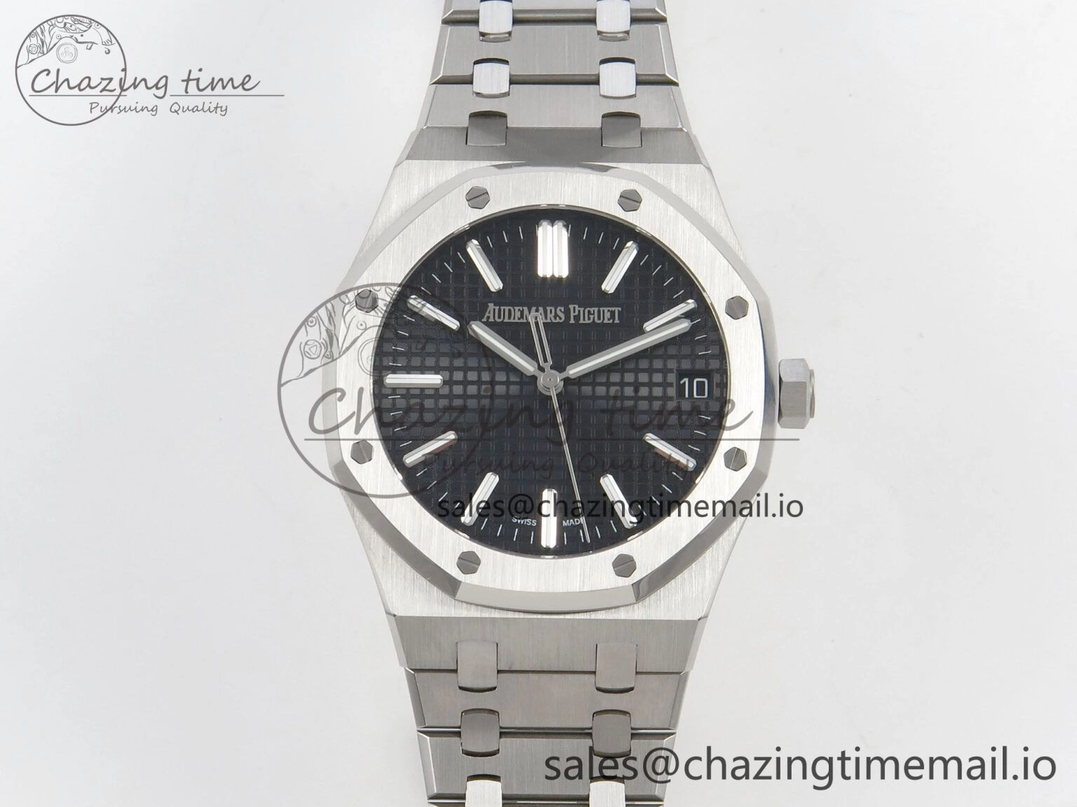 Royal Oak 41mm 15510 SS RSF 1:1 Best Edition Black Dial on SS Bracelet SA4302 Super Clone
