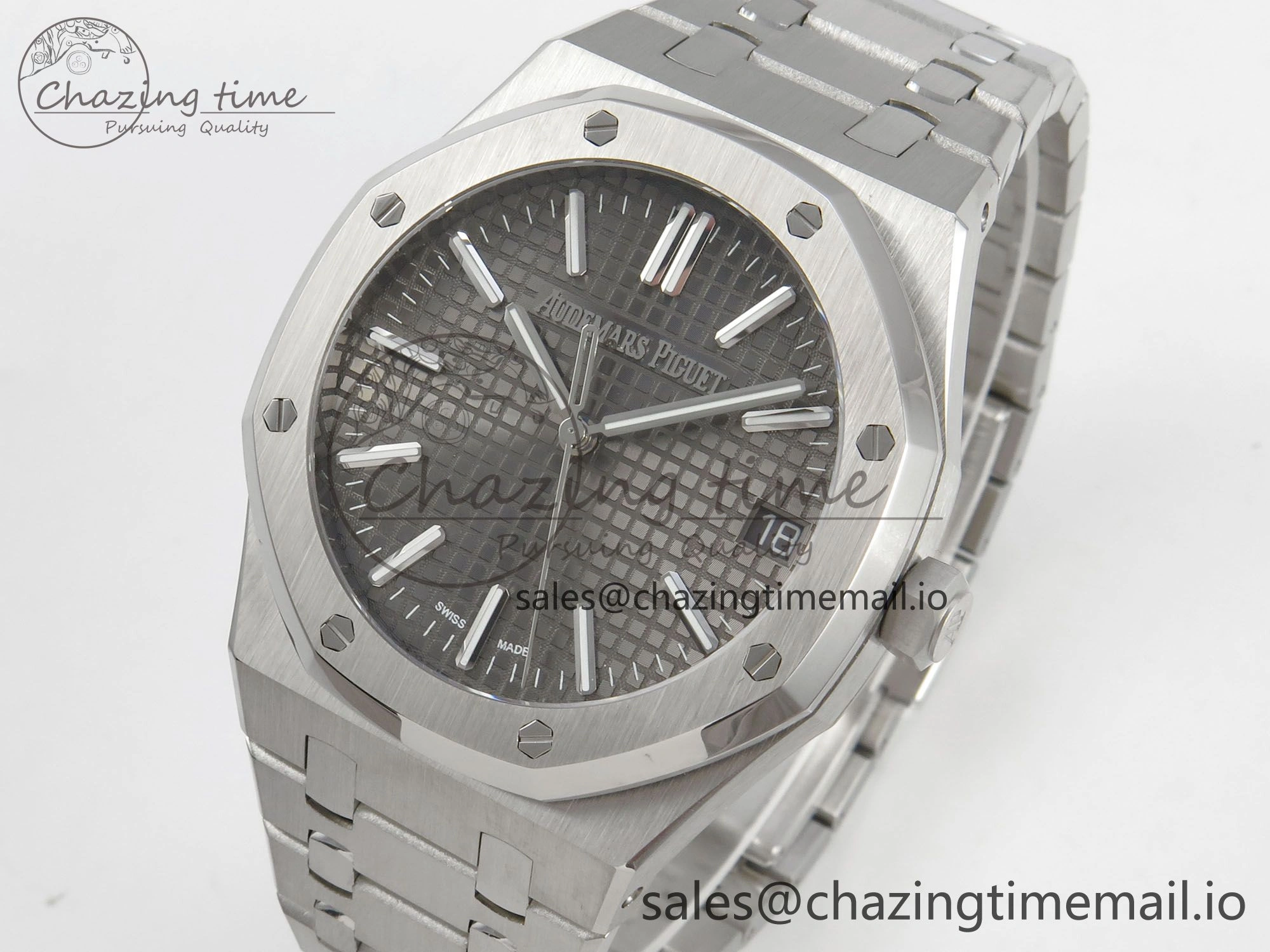 Royal Oak 41mm 15510 SS RSF 1:1 Best Edition Gray Dial on SS Bracelet SA4302 Super Clone