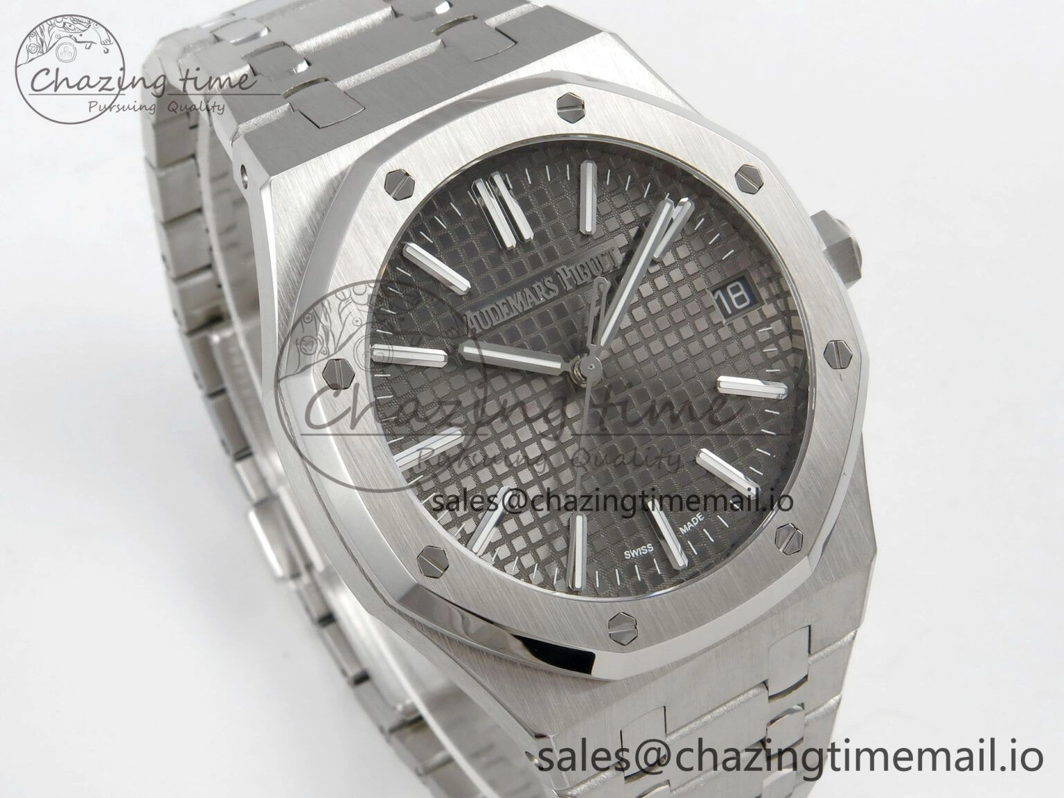 Royal Oak 41mm 15510 SS RSF 1:1 Best Edition Gray Dial on SS Bracelet SA4302 Super Clone