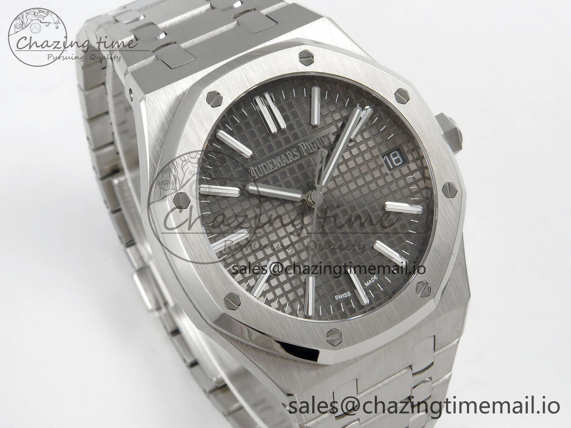 Royal Oak 41mm 15510 SS RSF 1:1 Best Edition Gray Dial on SS Bracelet SA4302 Super Clone