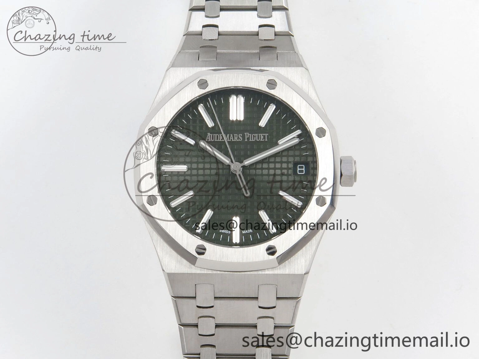 Royal Oak 41mm 15510 SS RSF 1:1 Best Edition Green Dial on SS Bracelet SA4302 Super Clone