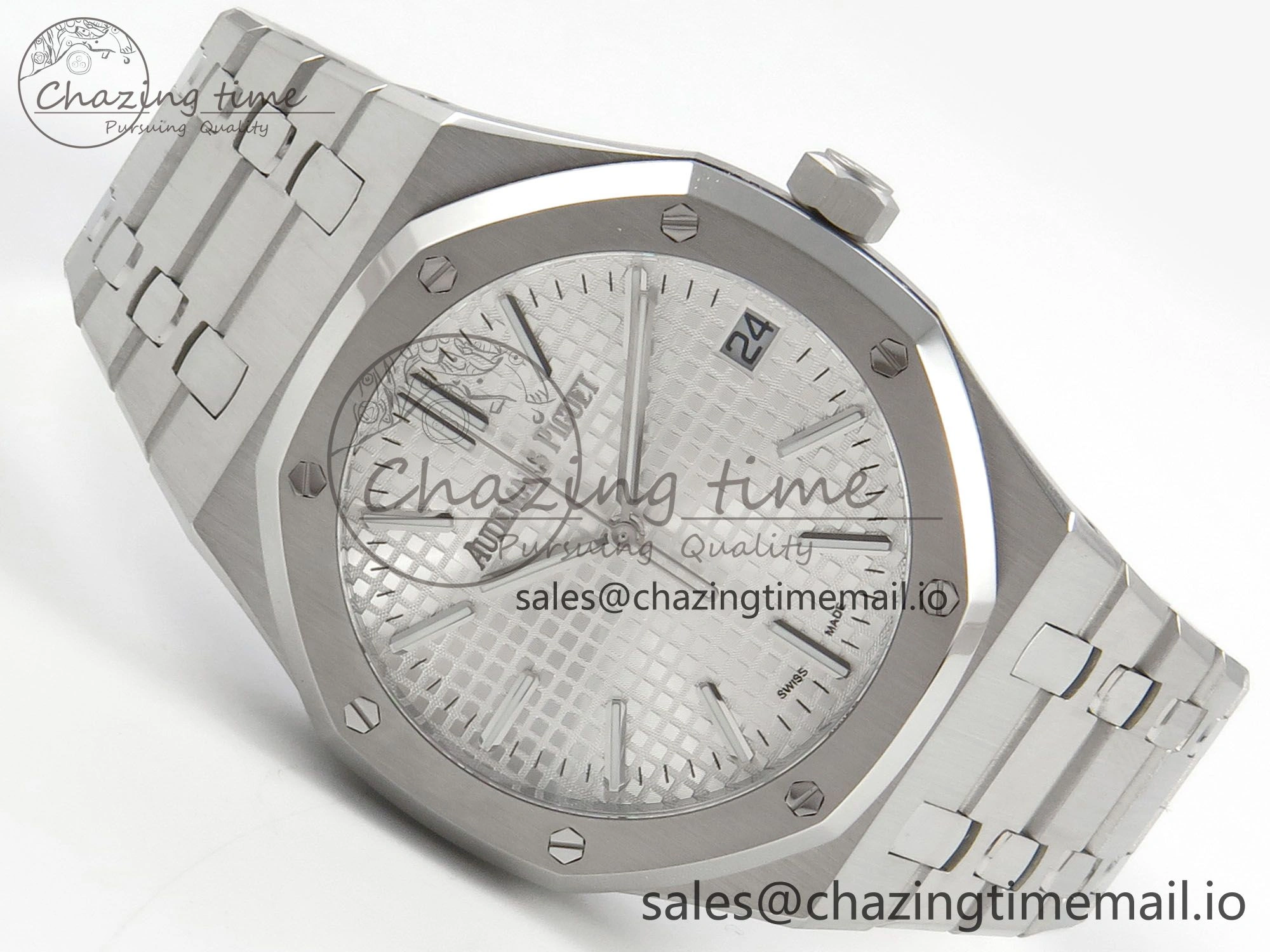 Royal Oak 41mm 15510 SS RSF 1:1 Best Edition Silver Dial on SS Bracelet SA4302 Super Clone