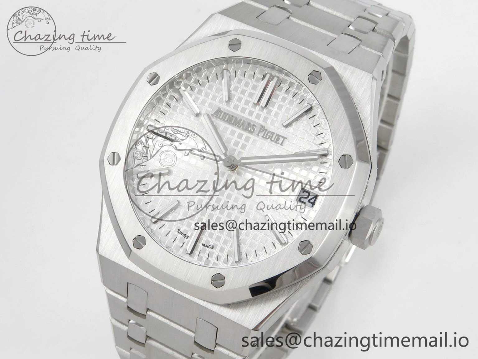Royal Oak 41mm 15510 SS RSF 1:1 Best Edition Silver Dial on SS Bracelet SA4302 Super Clone