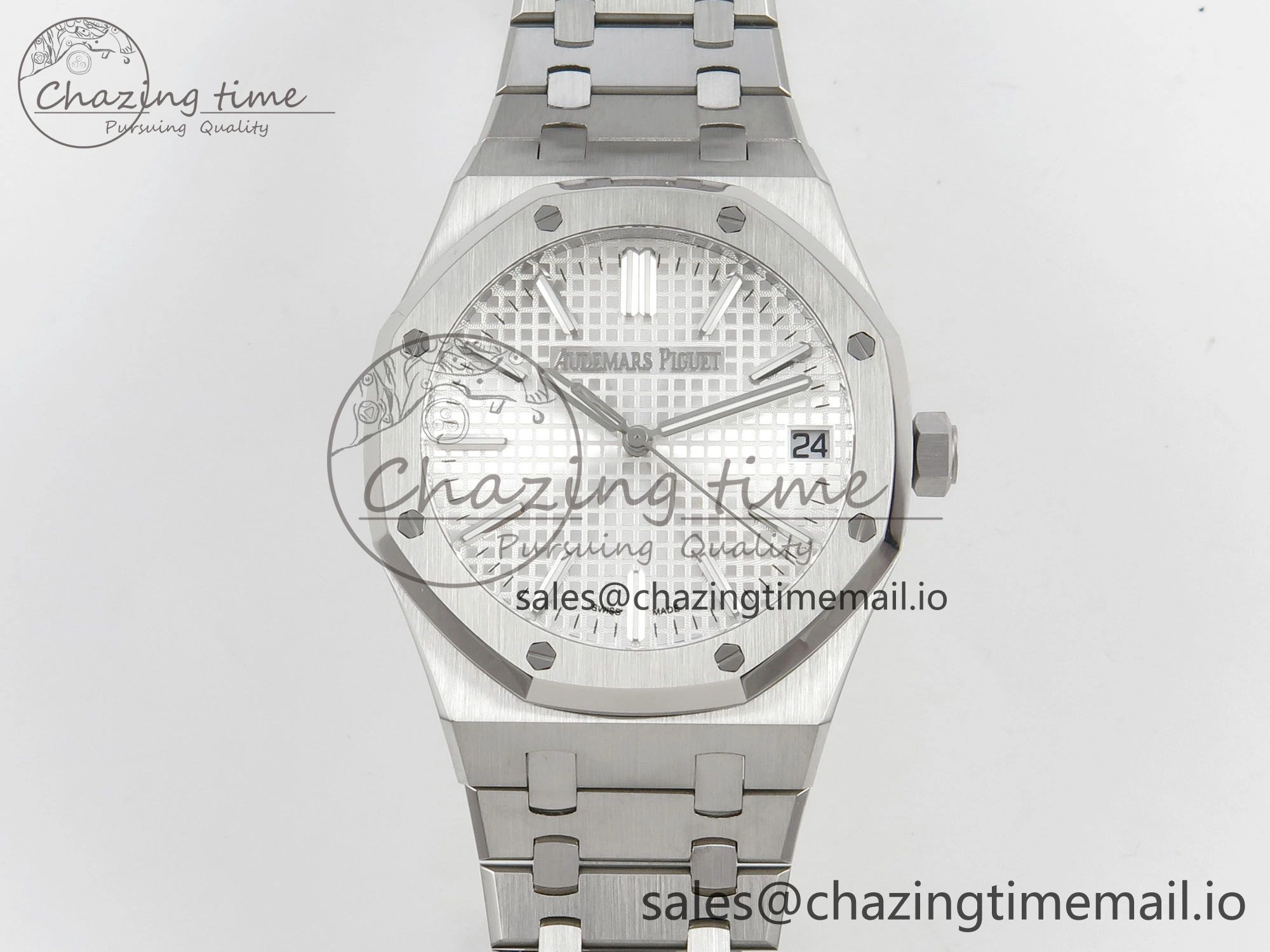 Royal Oak 41mm 15510 SS RSF 1:1 Best Edition Silver Dial on SS Bracelet SA4302 Super Clone