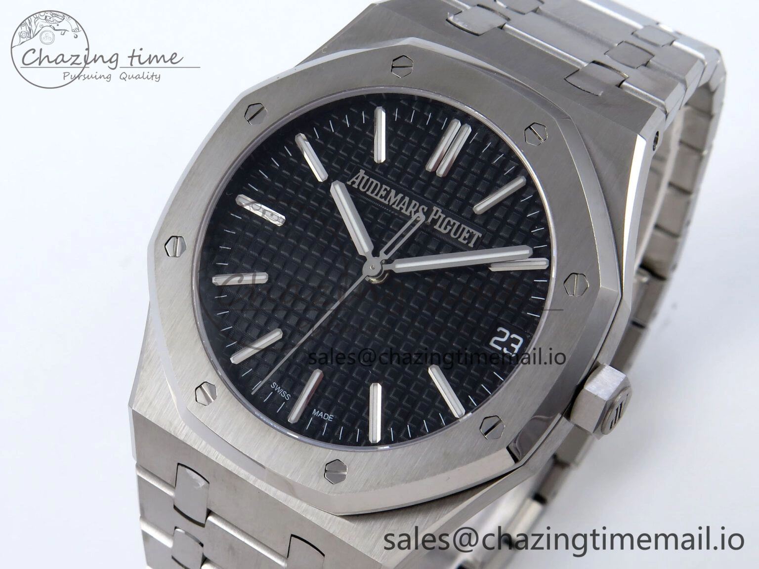 Royal Oak 41mm 15510 SS TKF 1:1 Best Edition Black Dial on SS Bracelet SA4302 Super Clone