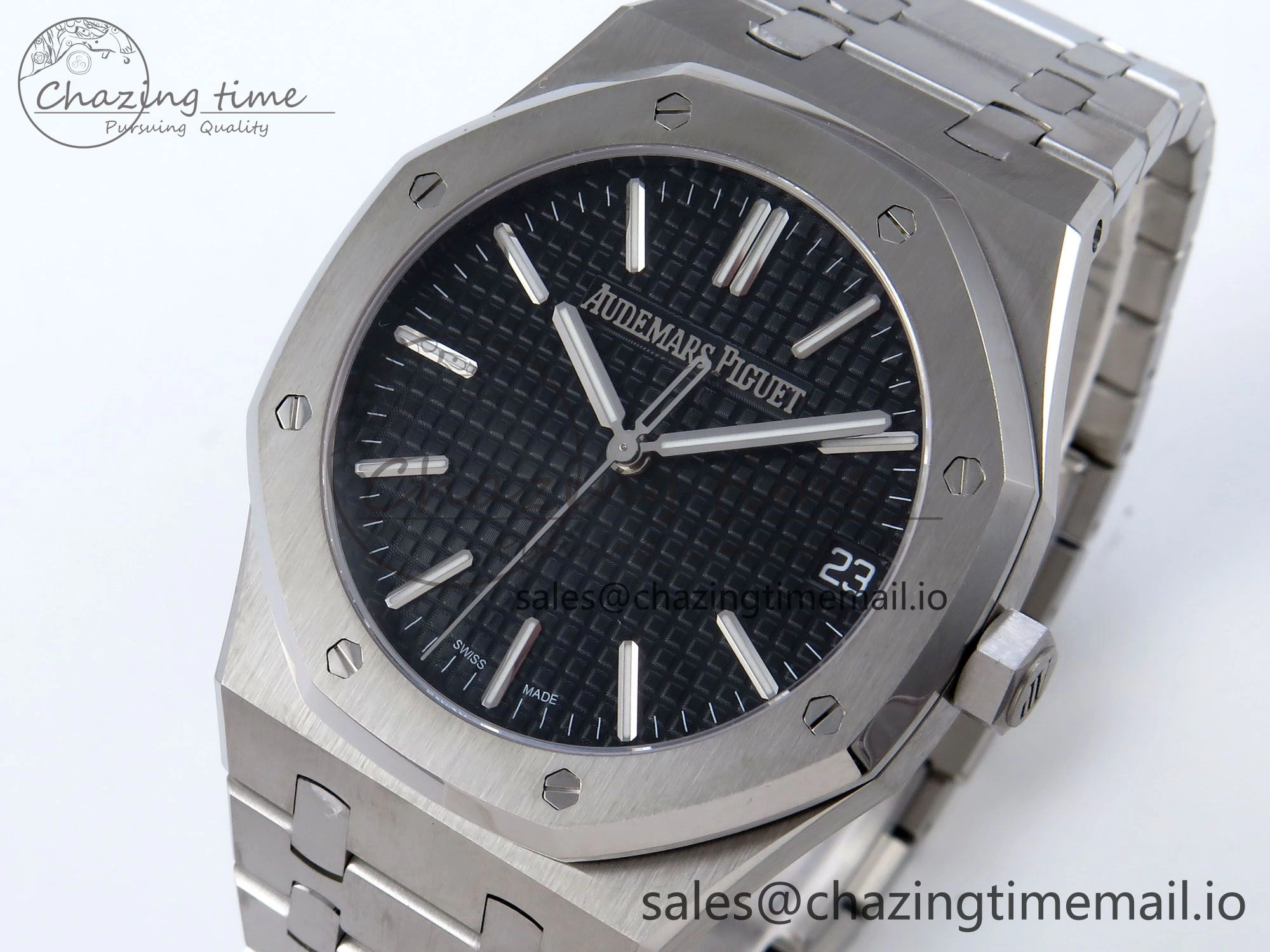 Royal Oak 41mm 15510 SS TKF 1:1 Best Edition Black Dial on SS Bracelet SA4302 Super Clone